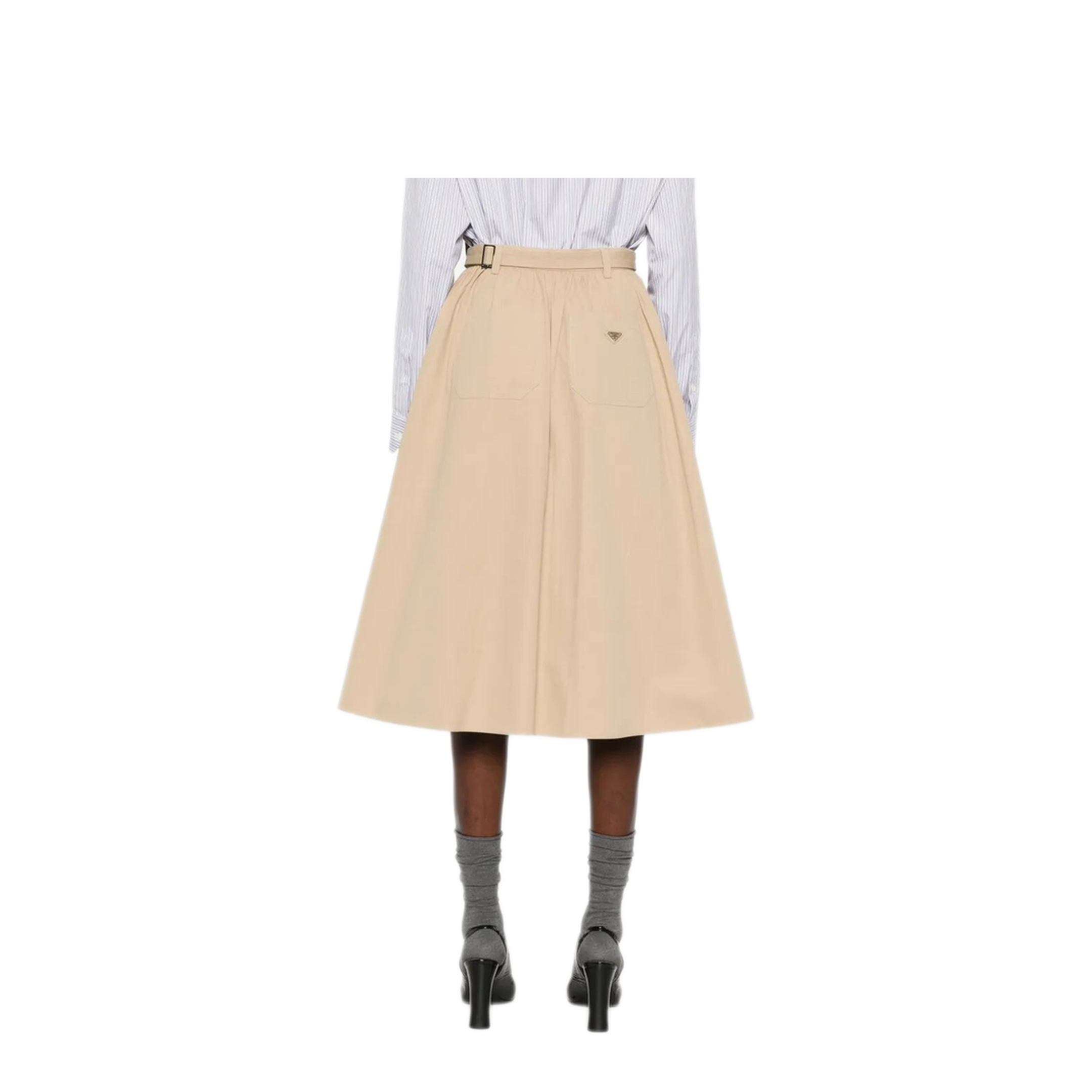 MAYFEYR - Prada - Button-Detail Belted Cotton Midi Skirt - P127IHSOOO17IDF0065