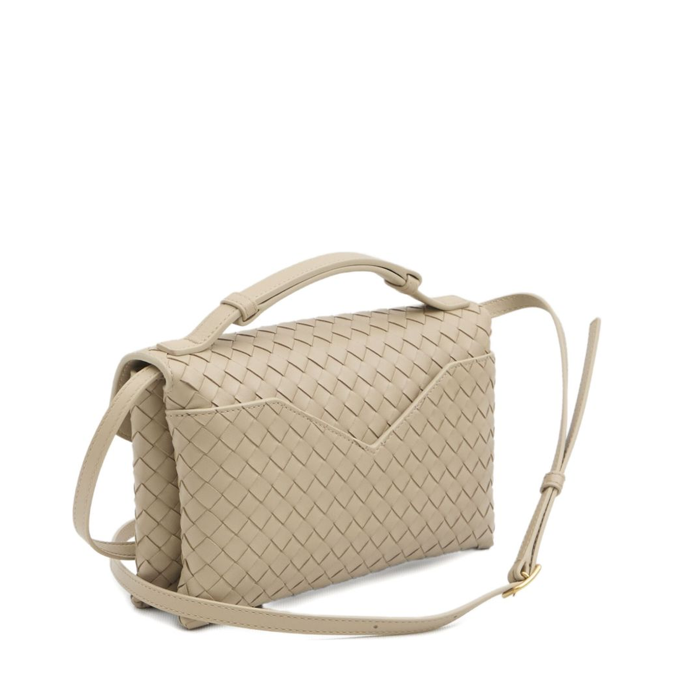 Knot Lock Lambskin Crossbody Bag - Ecru
