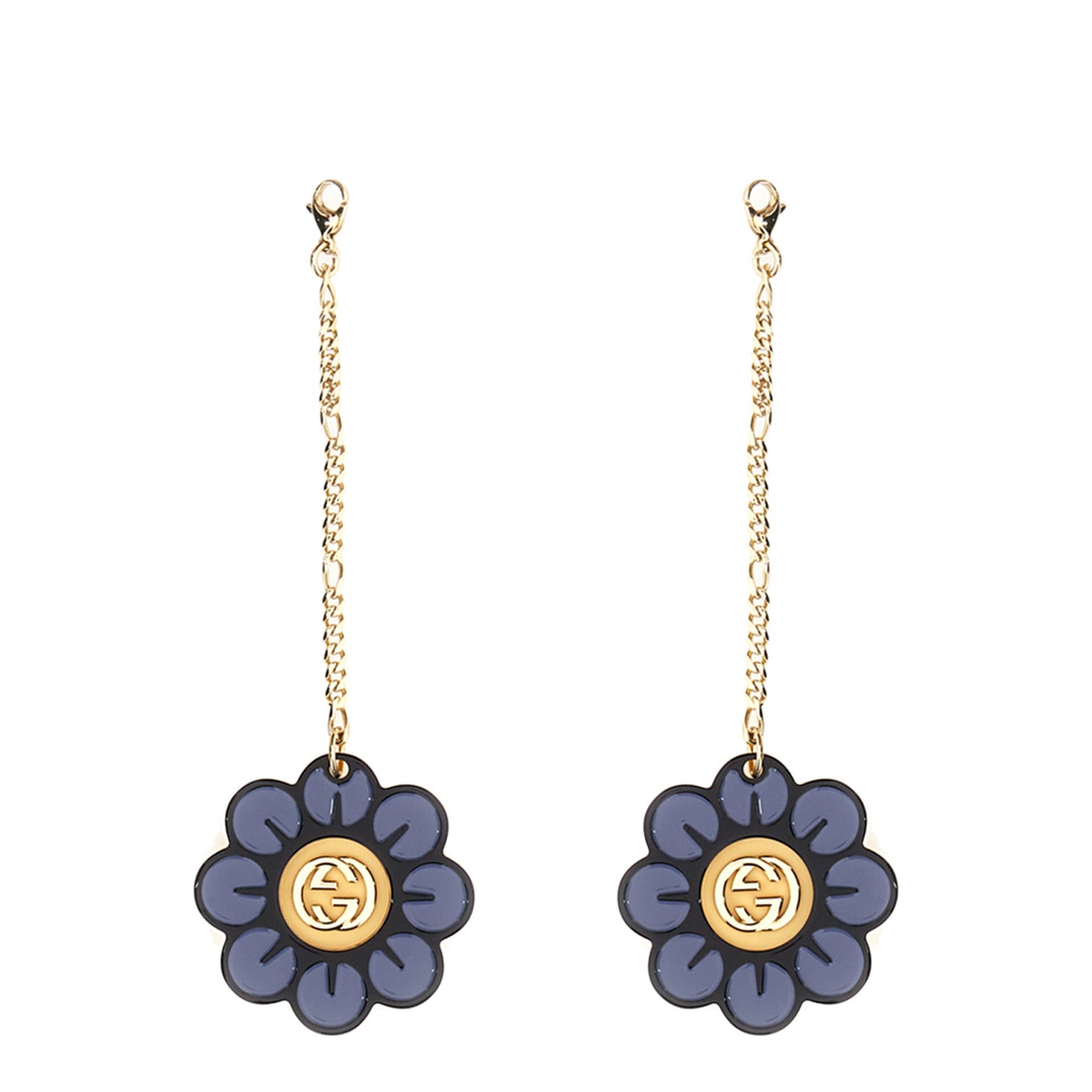 Floral-pendant round-frame sunglasses