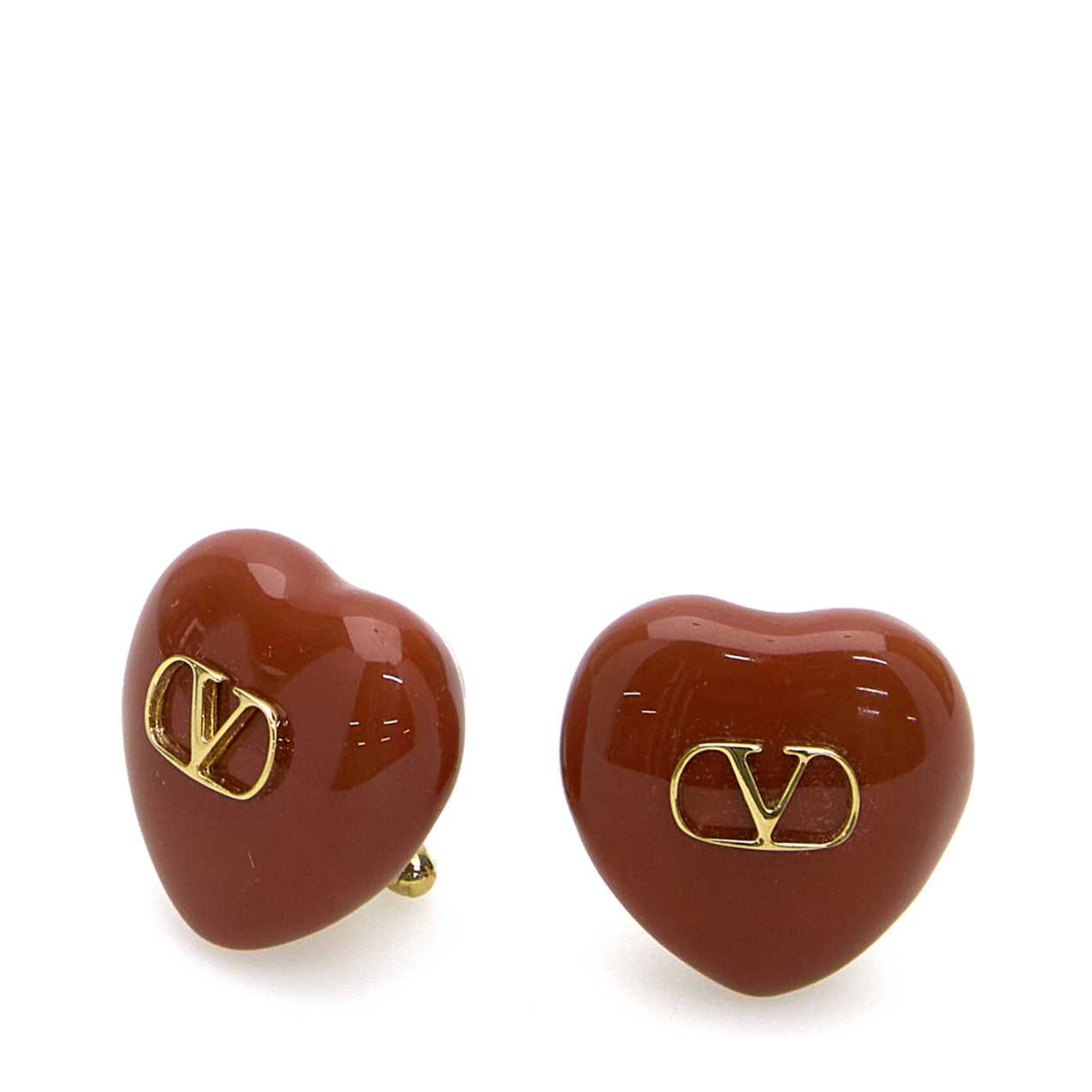 Red Enamel And Metal Coeur Royal Earrings