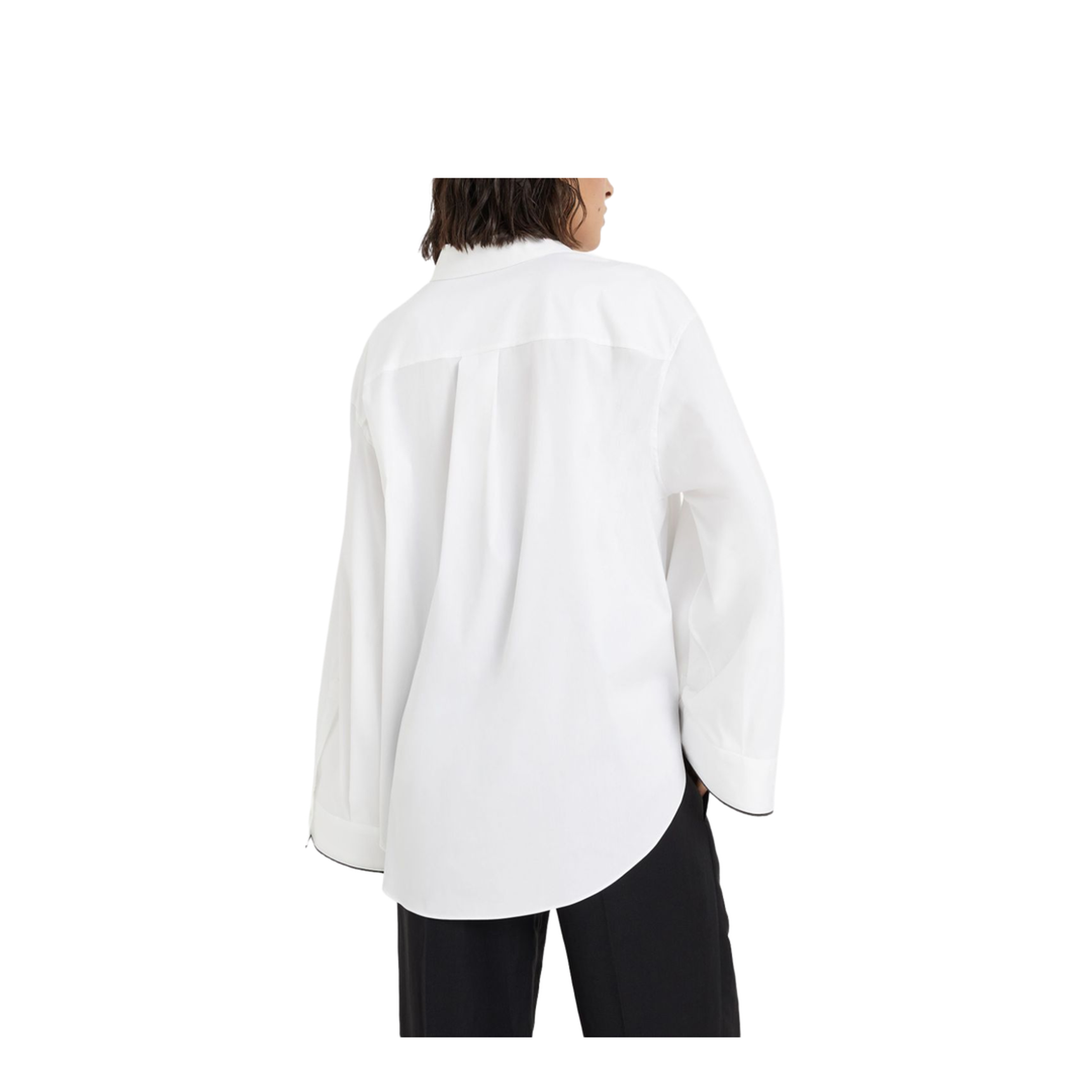 Shiny Cuff Detail Cotton Shirt