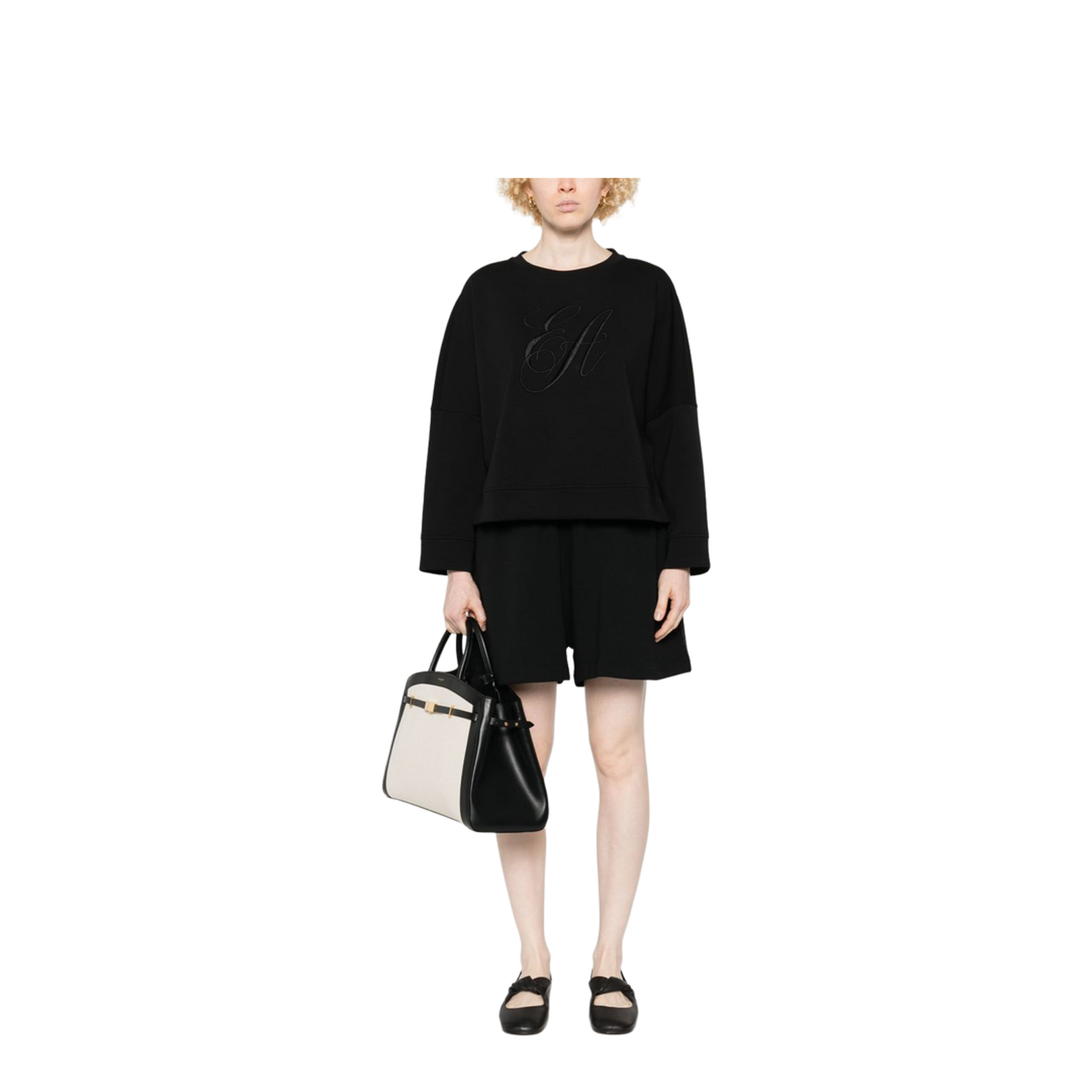 Double-Jersey Sweatshirt with Oversized Logo Embroidery