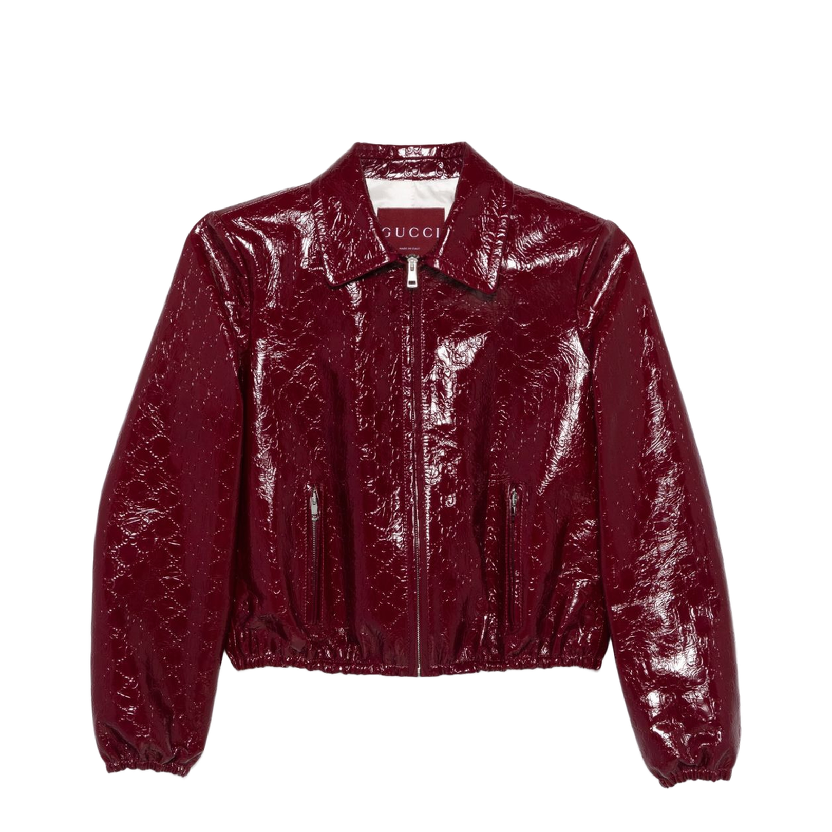 GG Embossed Leather Bomber Jacket