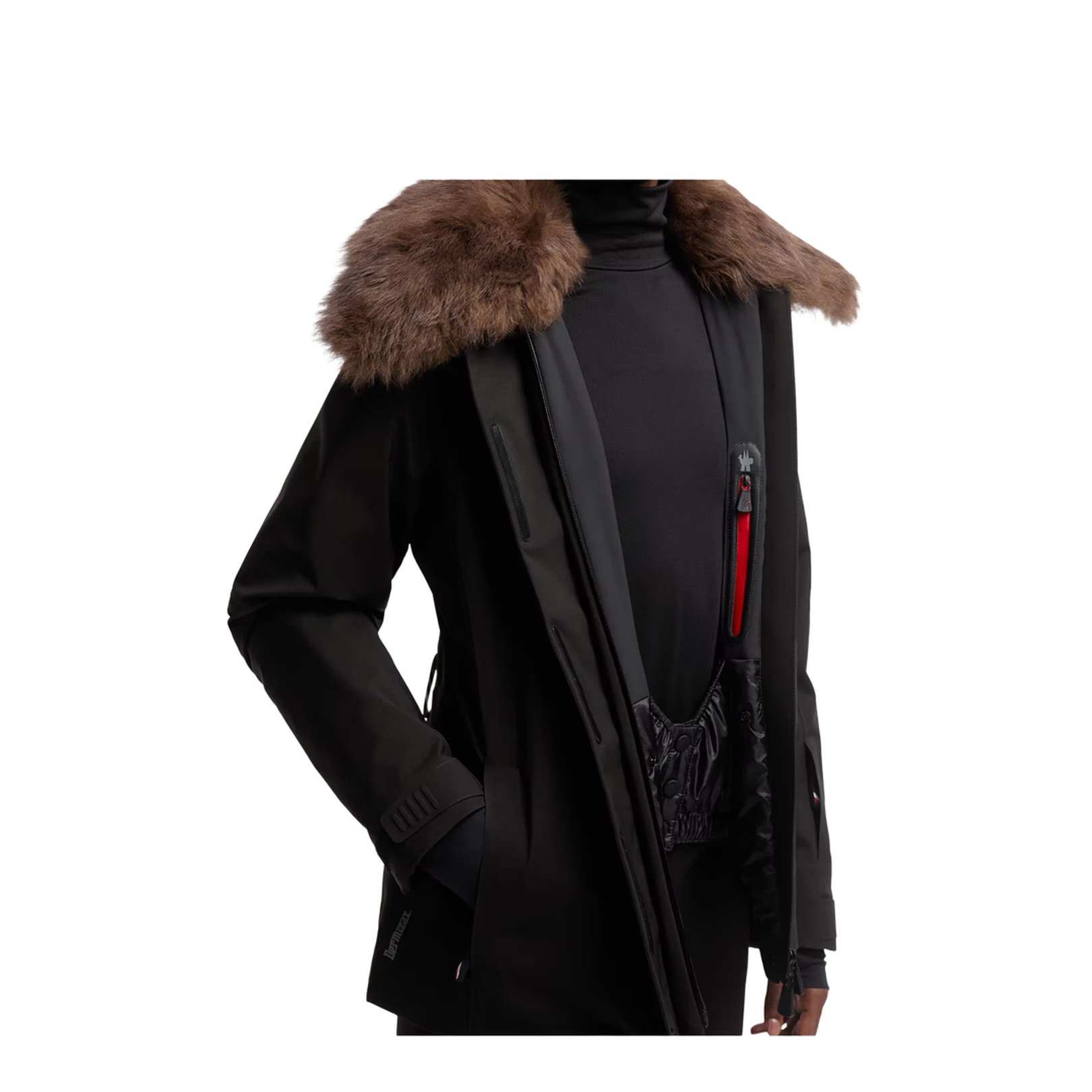 Black Vizelles Shearling-Trimmed Ski Jacket