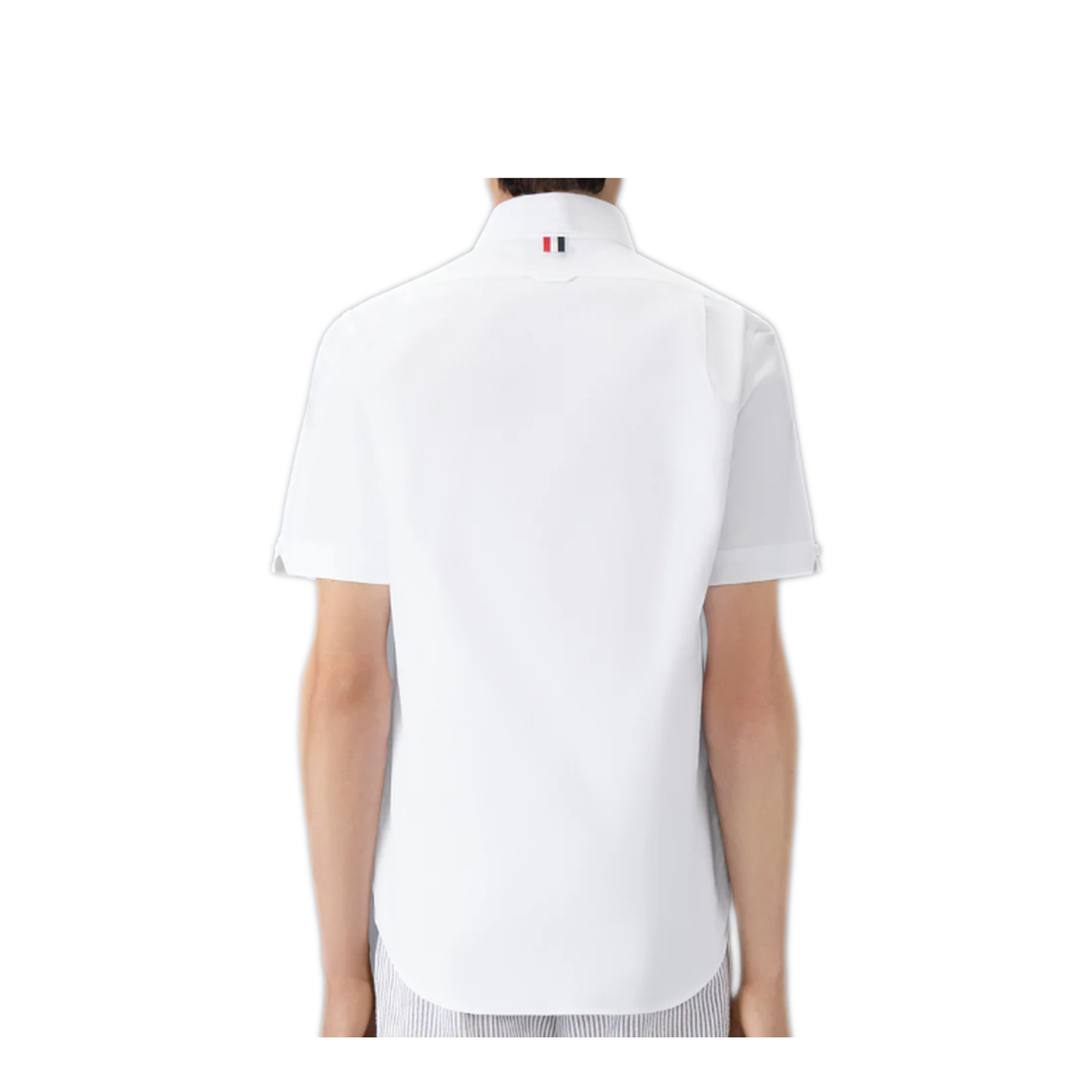 MAYFEYR - Thom Browne - Straight Fit Button Down Short Sleeve Shirt With Cf Gg Placket In Oxford - MWS239EF0313100
