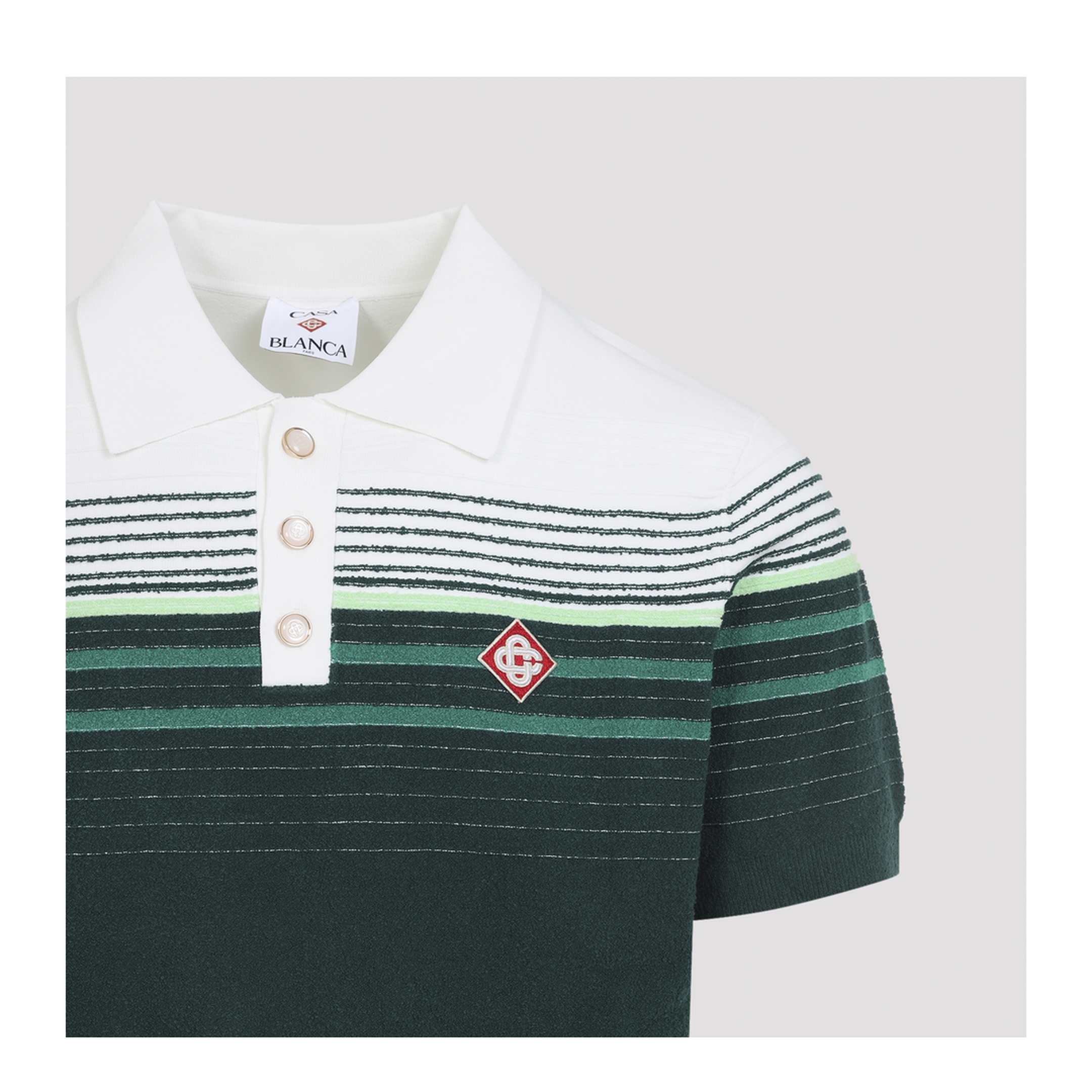MAYFEYR - Casablanca - Boucle Stripe Knitted Polo - MPF26KW142201WHITE