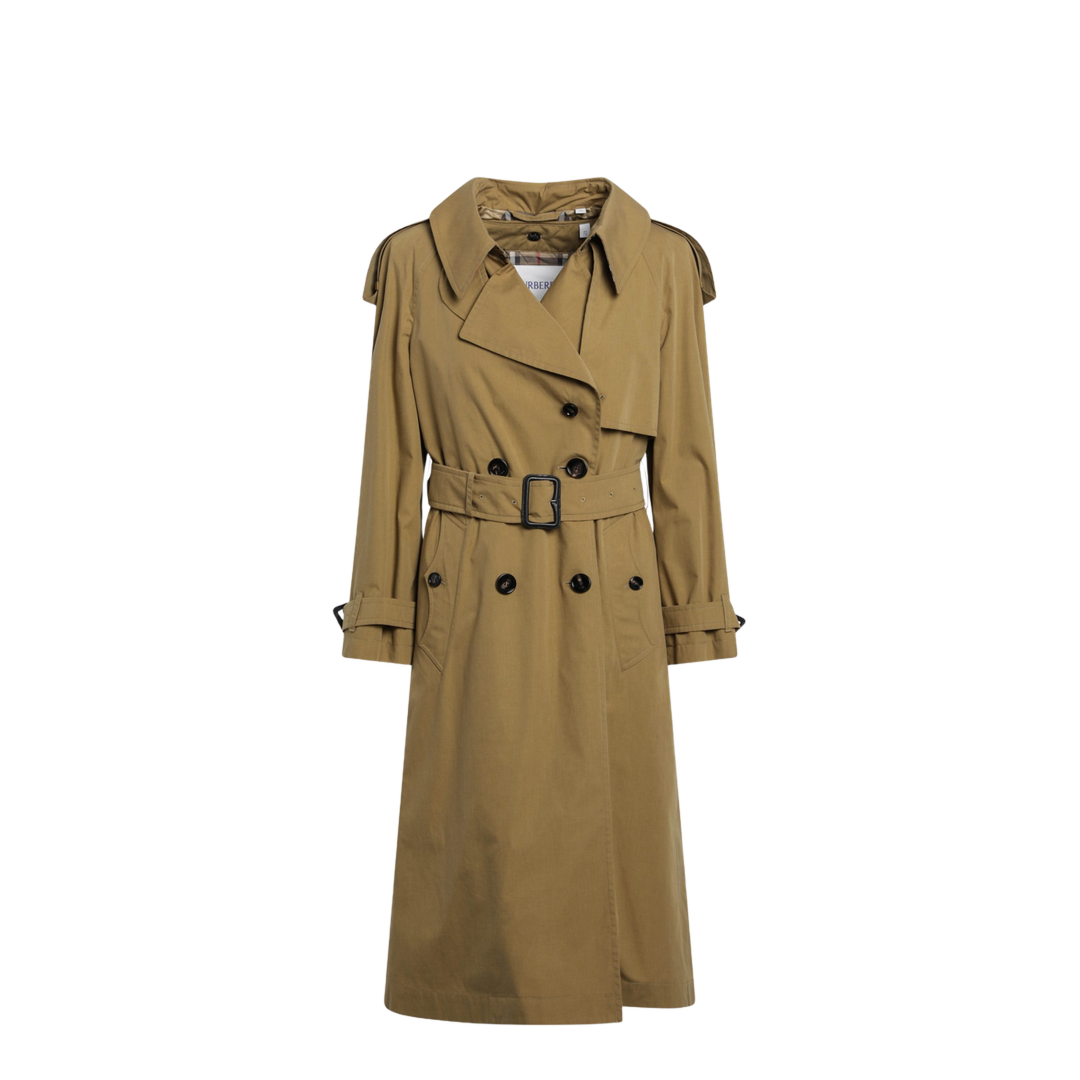 Double-breasted trench coat in cotton blend brown