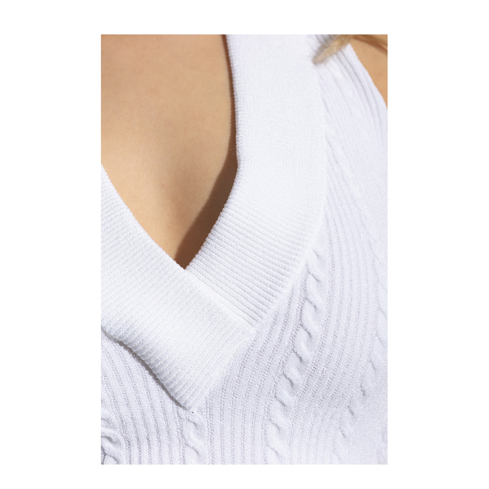 Cable-knit Halterneck Top White