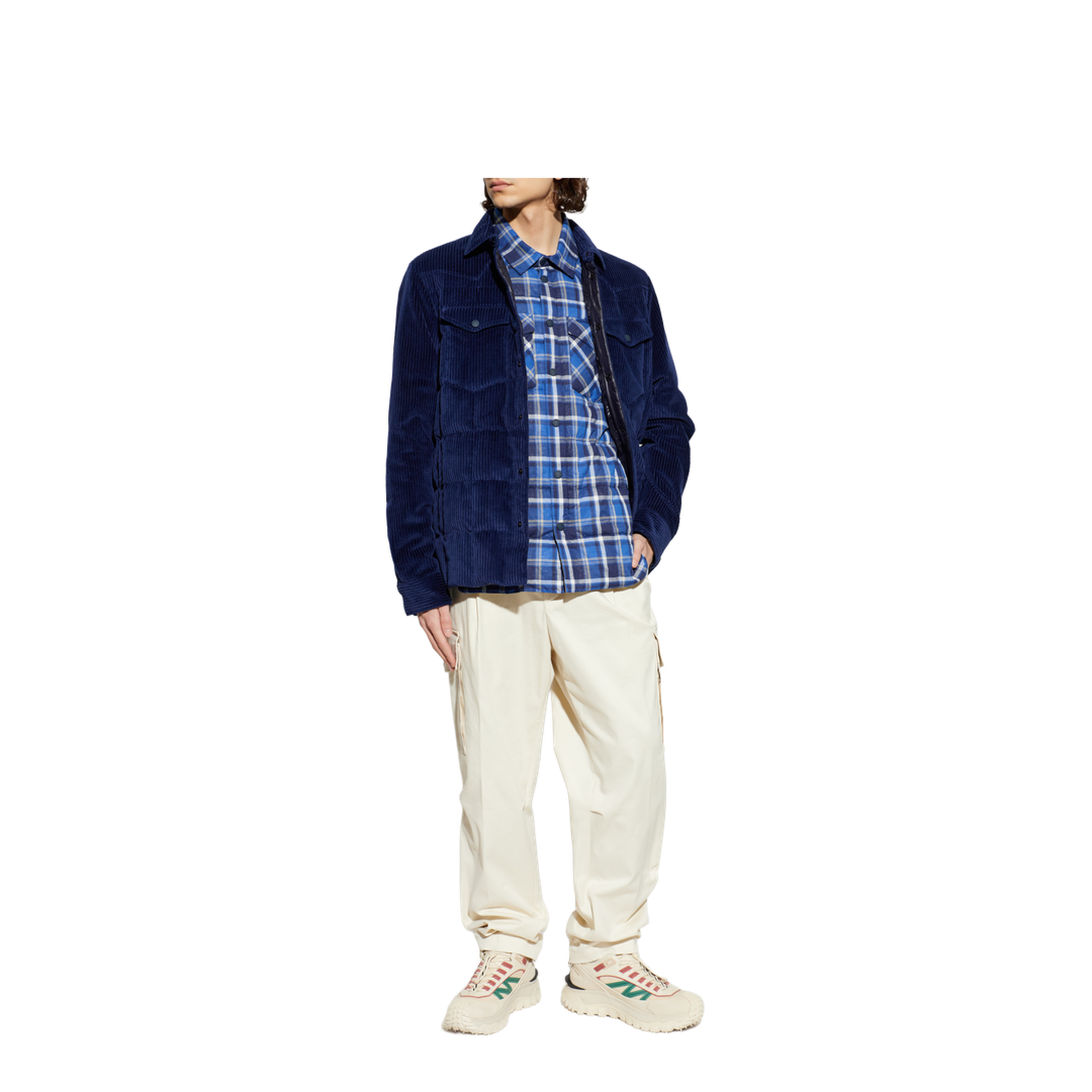 Black & Blue Gelt Check Cotton Blend Down Shirt Jacket