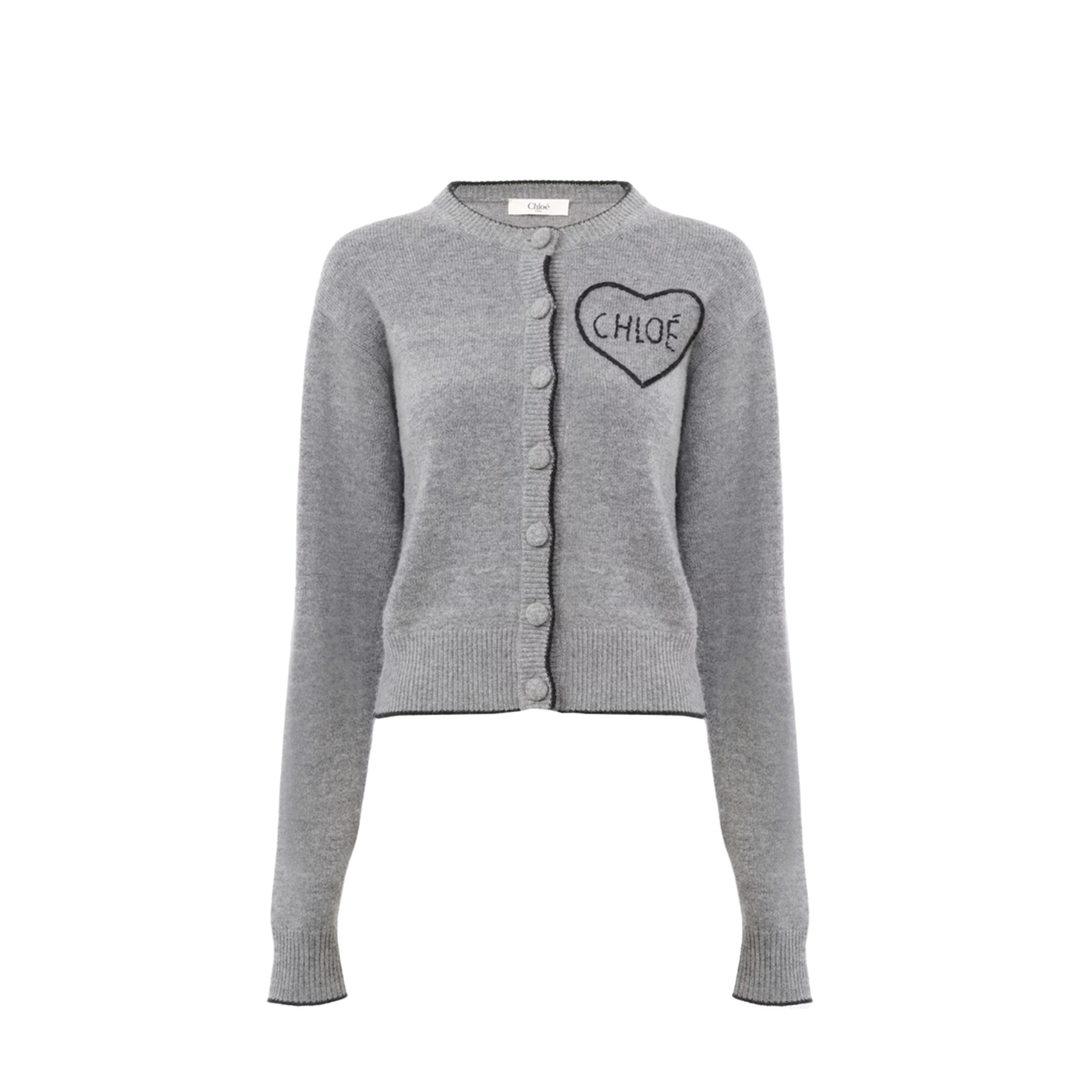 Grey Cardigan With Frontal Buttons Closure