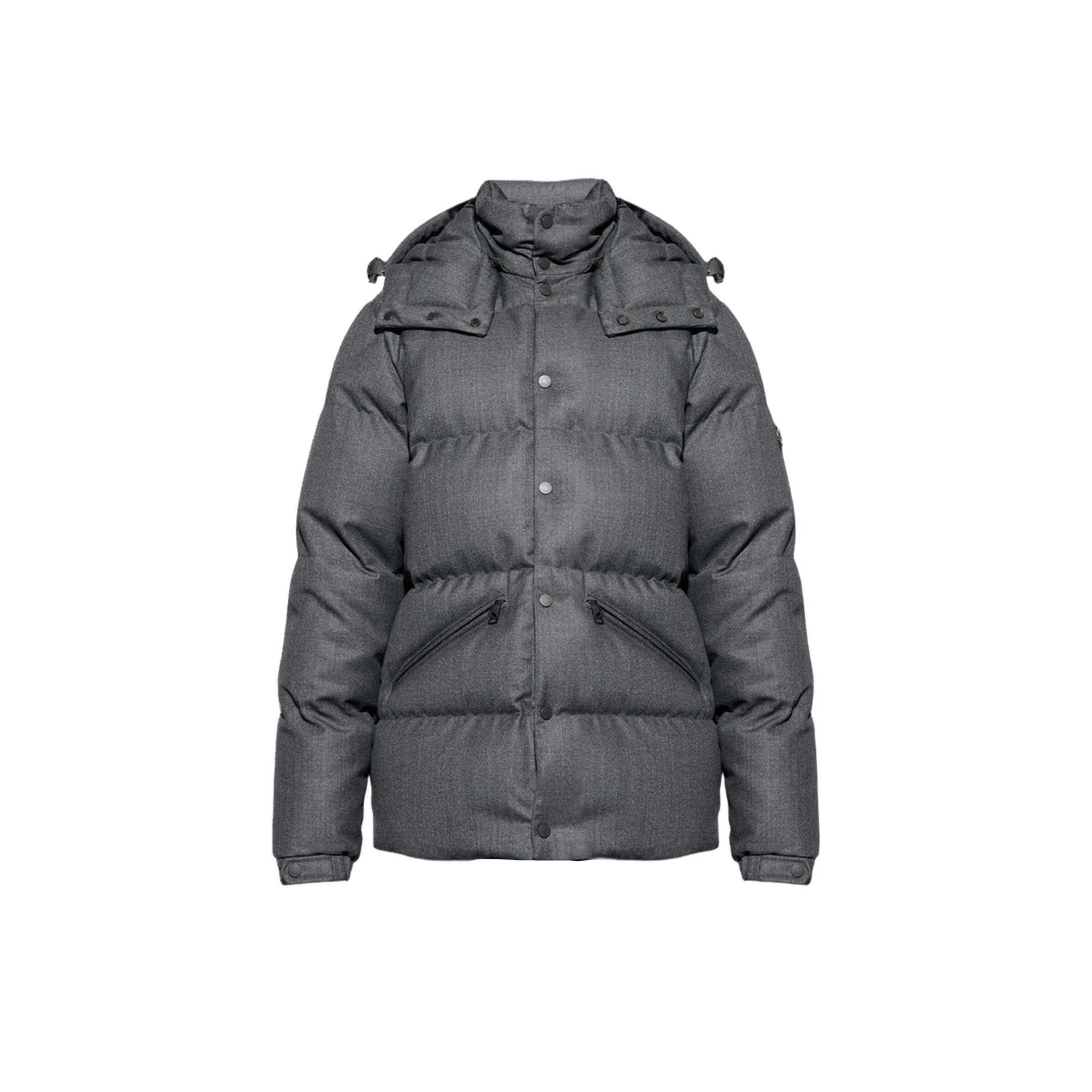 Black Eawy Hooded Wool Short Down Jacket