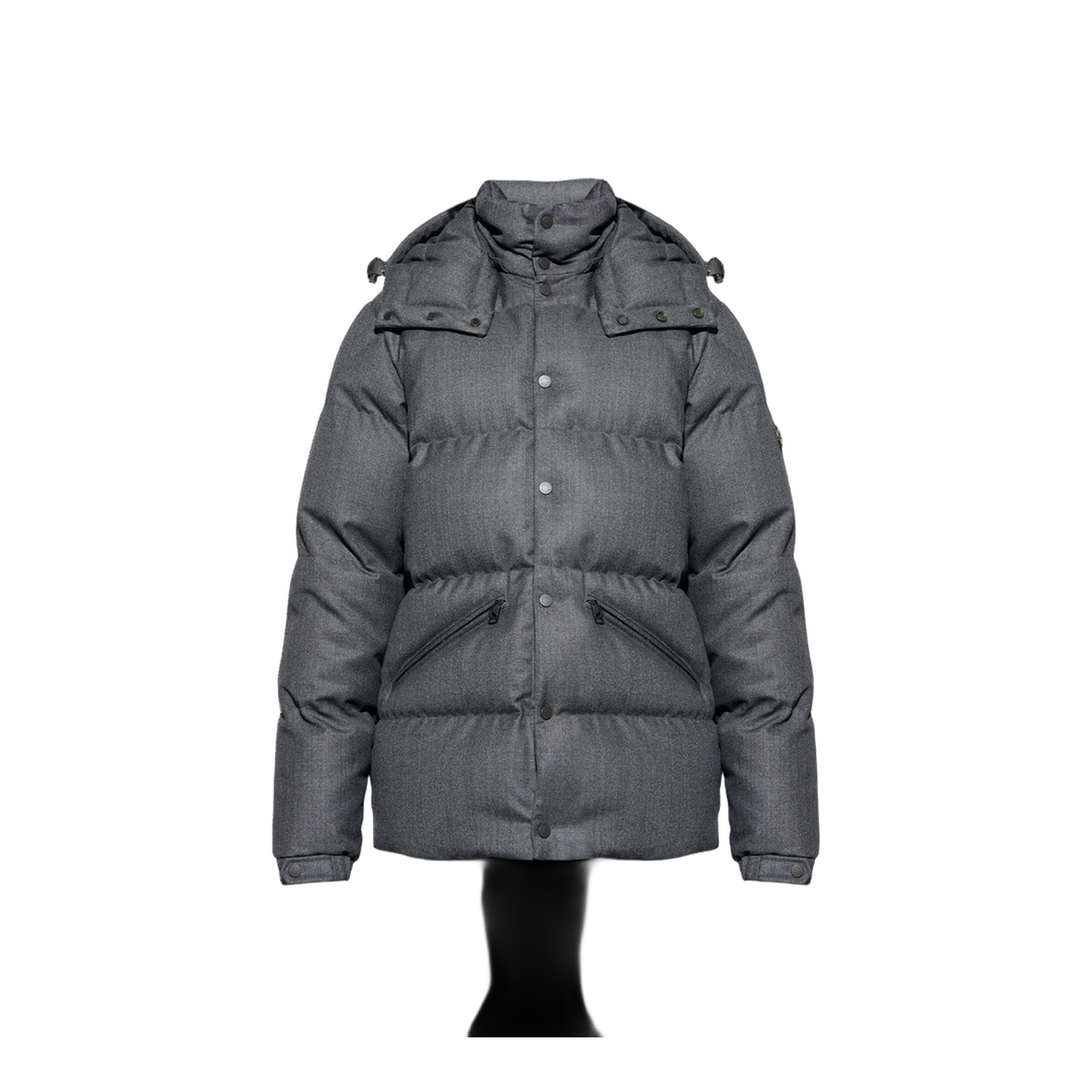 Black Eawy Hooded Wool Short Down Jacket