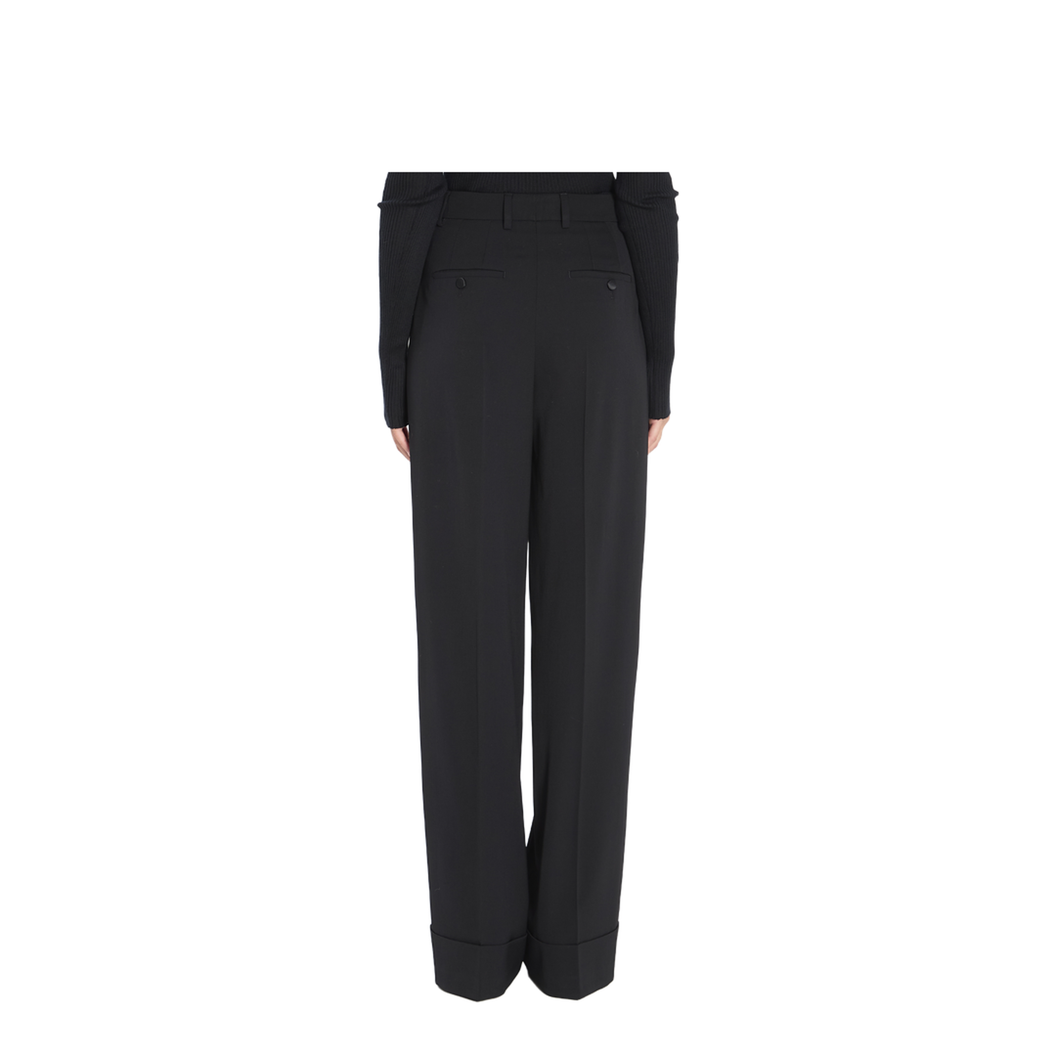 Bi-stretch Wool Trousers in Black