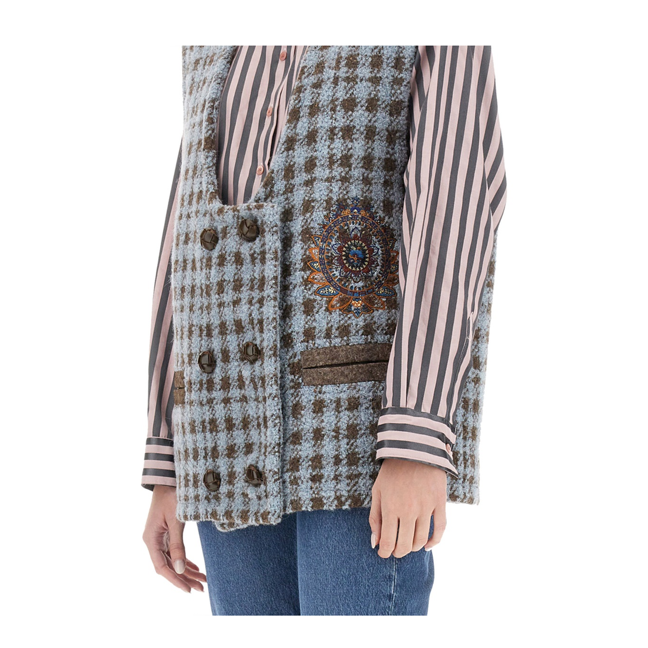 Checked Wool Blend Vest