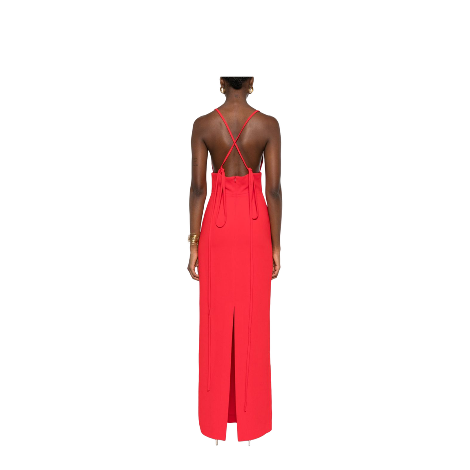 Cross-Back Straps Maxi Dress V-Neck