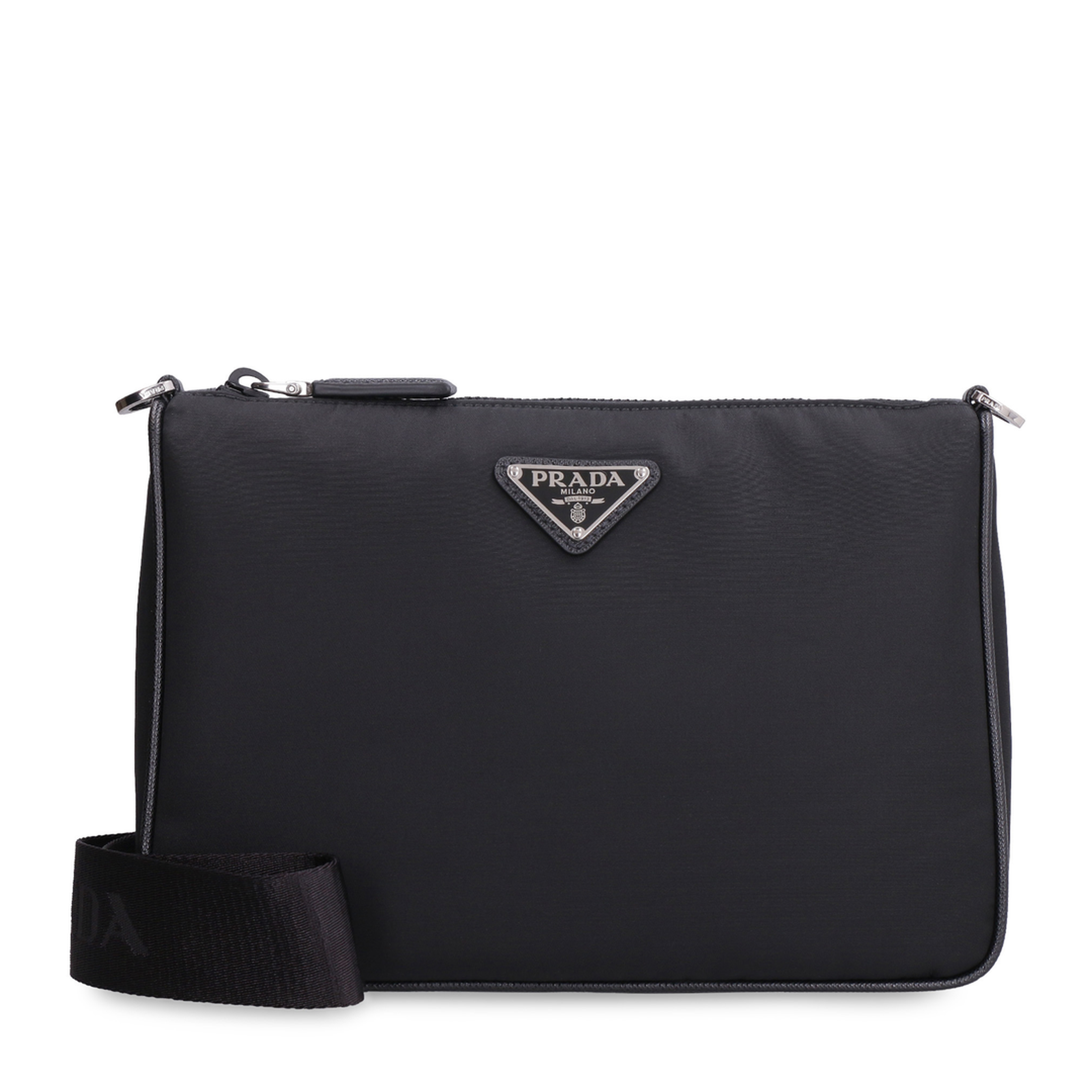 Logo Plaque Zipped Messenger Bag
