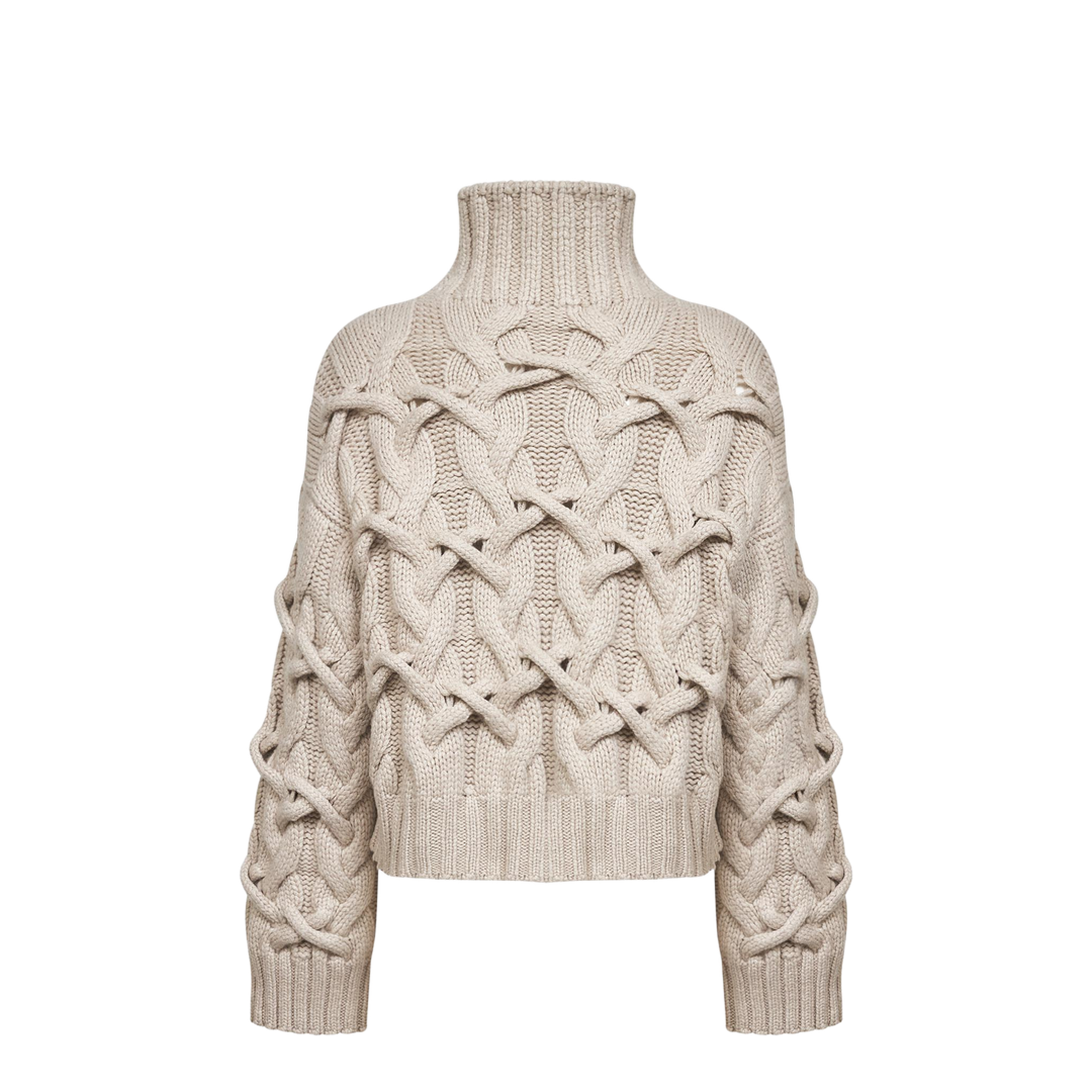 Braided Cashmere Cropped Sweater - Beige