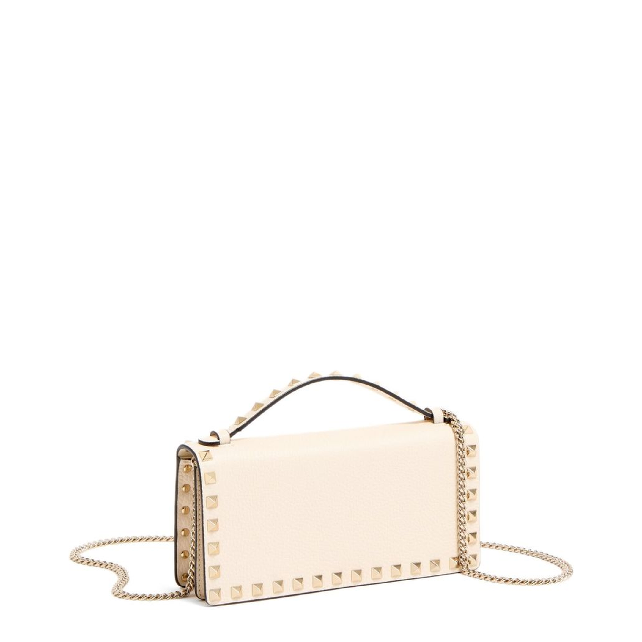 Rockstud Leather Wallet on Chain