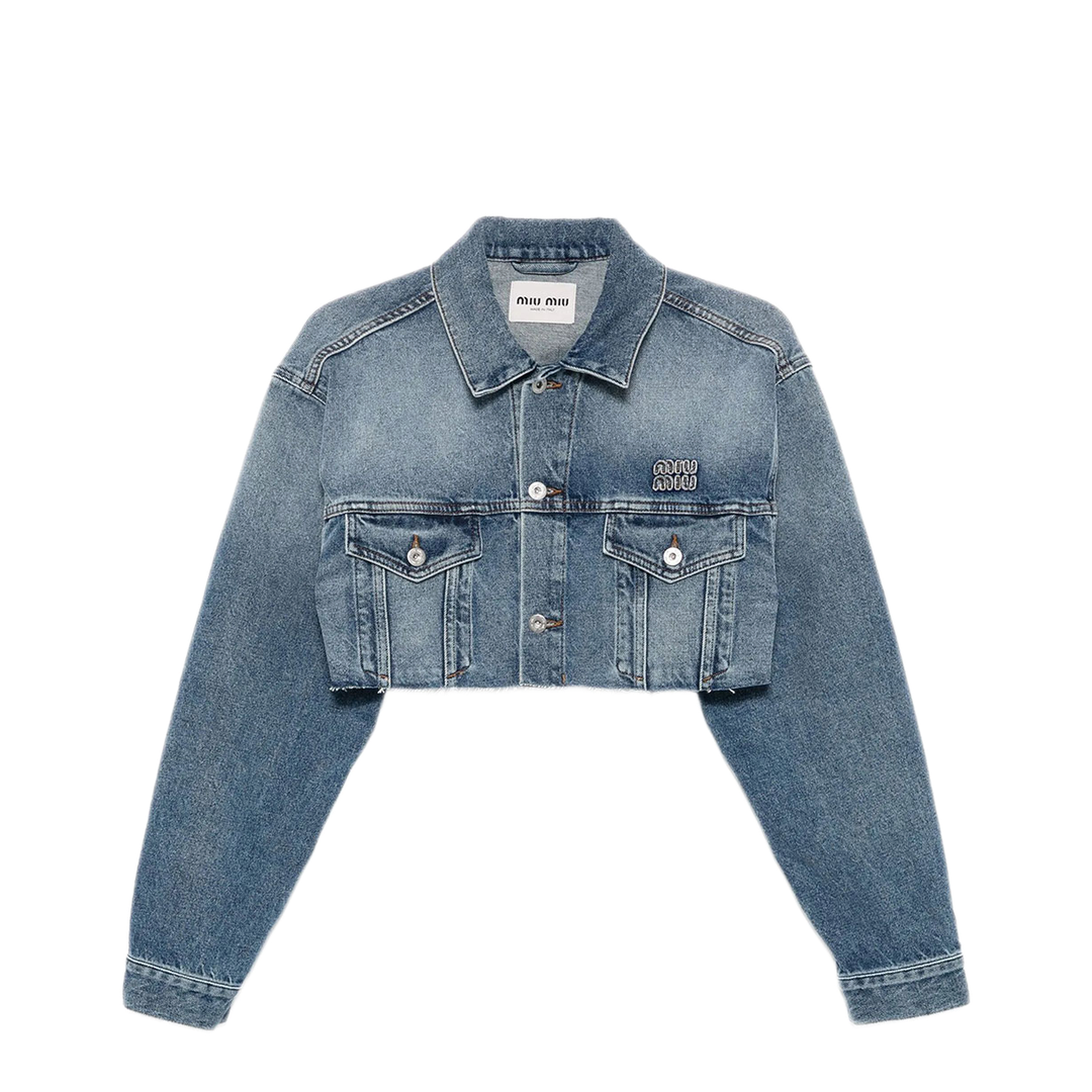 MAYFEYR - MIUMIU - Cropped Washed Denim Jacket - GWB314SOOO197UF0008