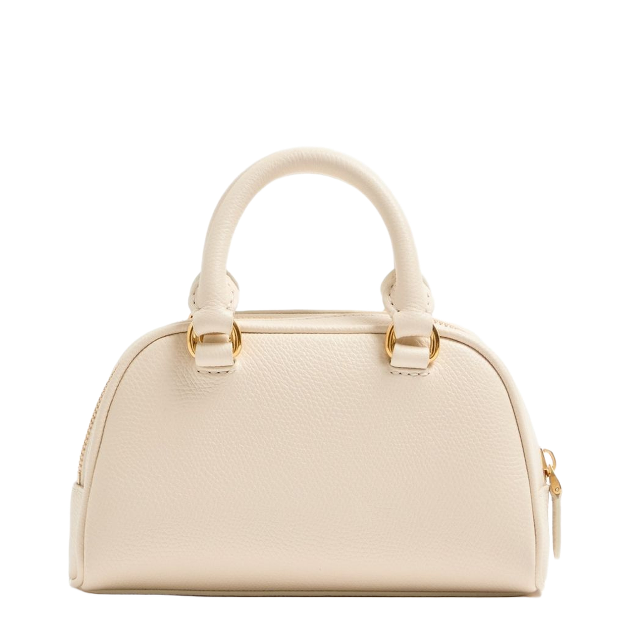VLogo Signature Mini Grainy Calfskin Bowling Bag - Light Ivory
