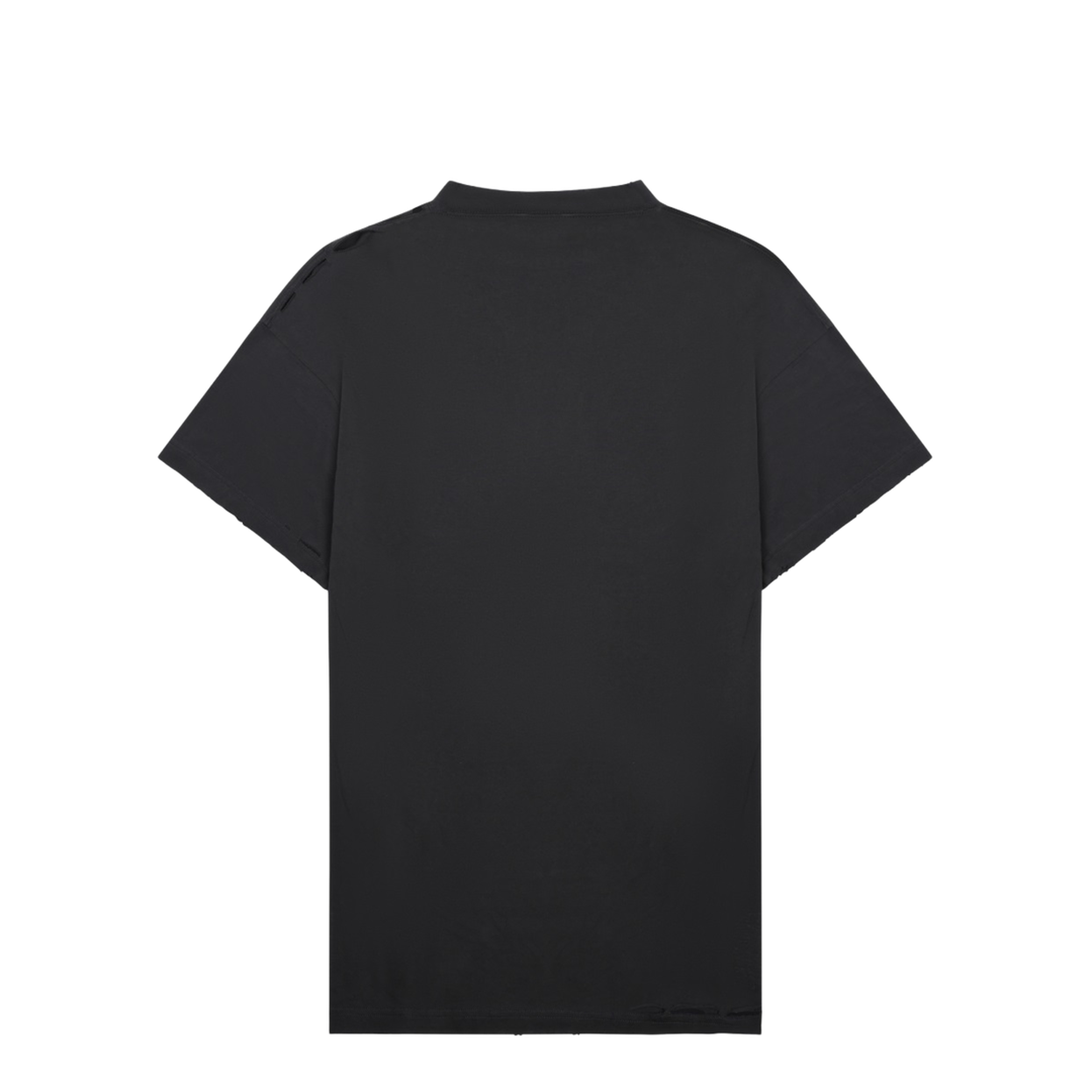 Black Mock Neck Drop Shoulder Short Sleeves