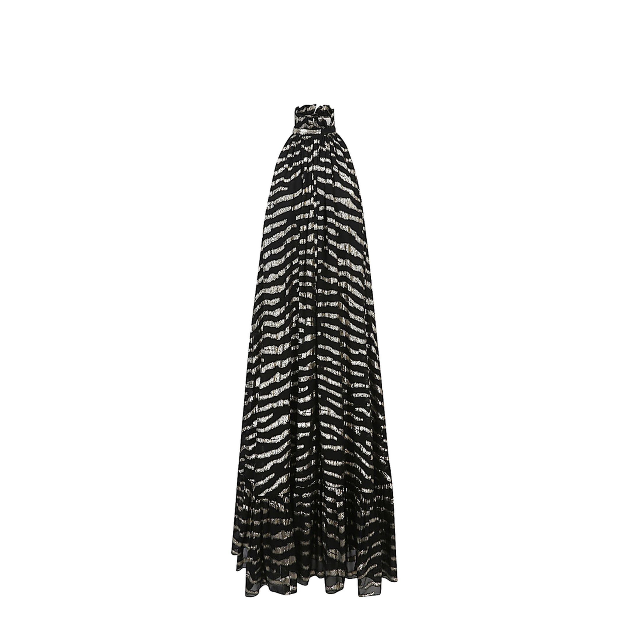 Long Dress in Lamé Tiger Silk - Black / Gold