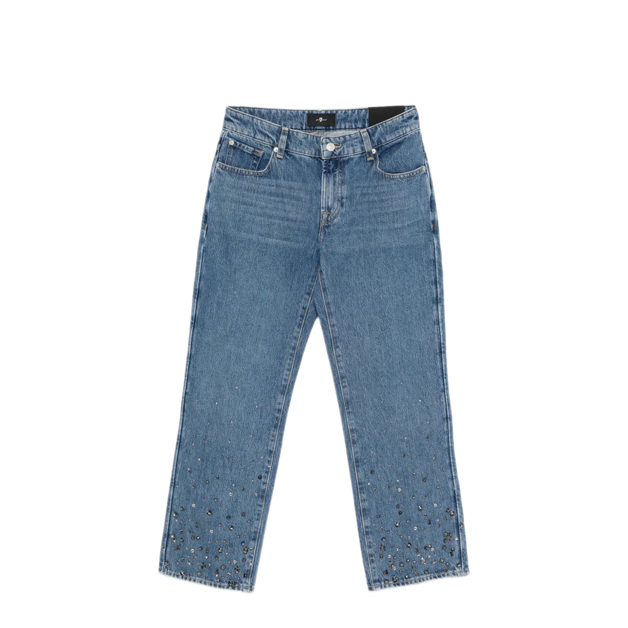MAYFEYR - 7 For All Mankind - Embellished Ankle Length Straight Leg Jeans - 7UD0CE52U71ZB