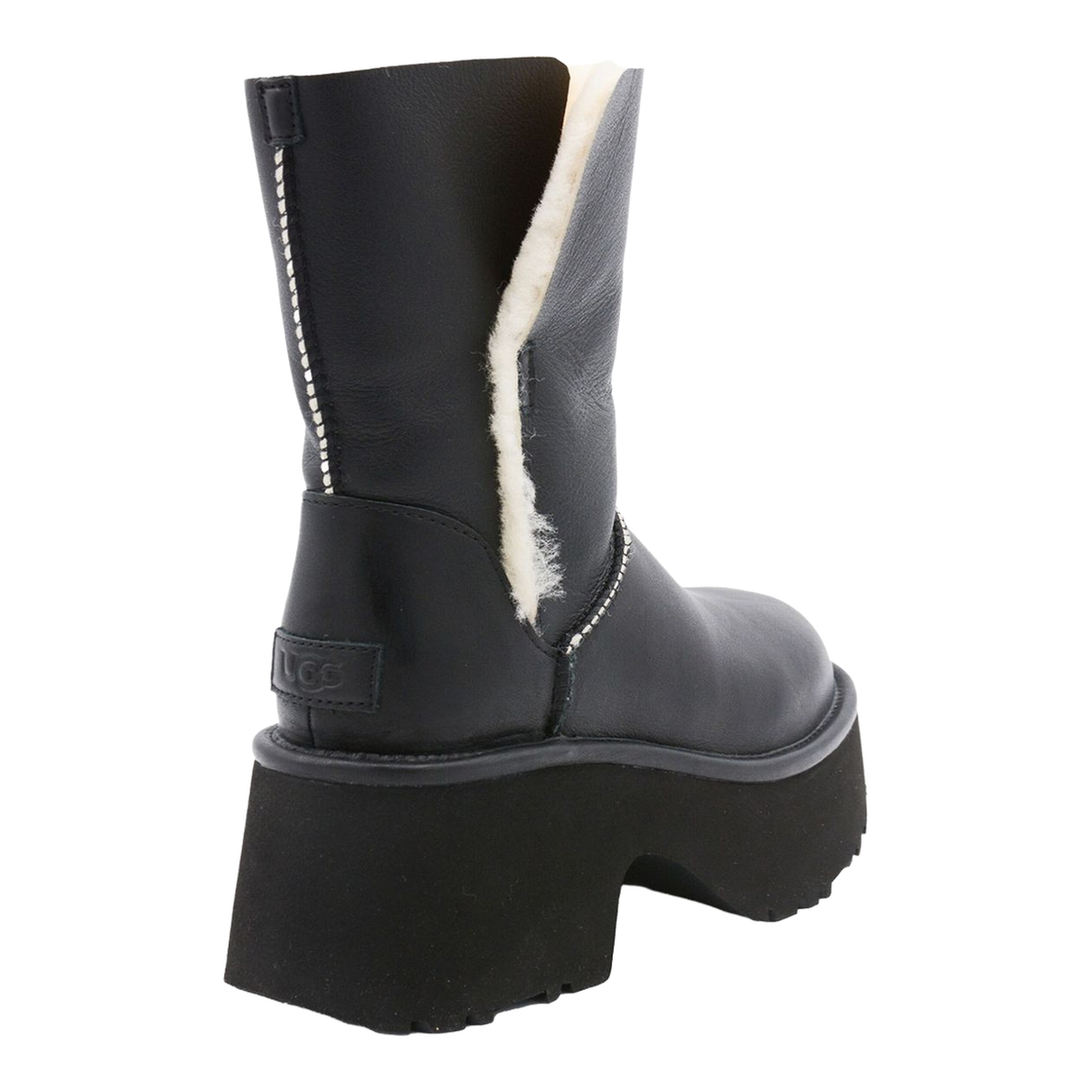 Platform Fur-Trim Leather Boots