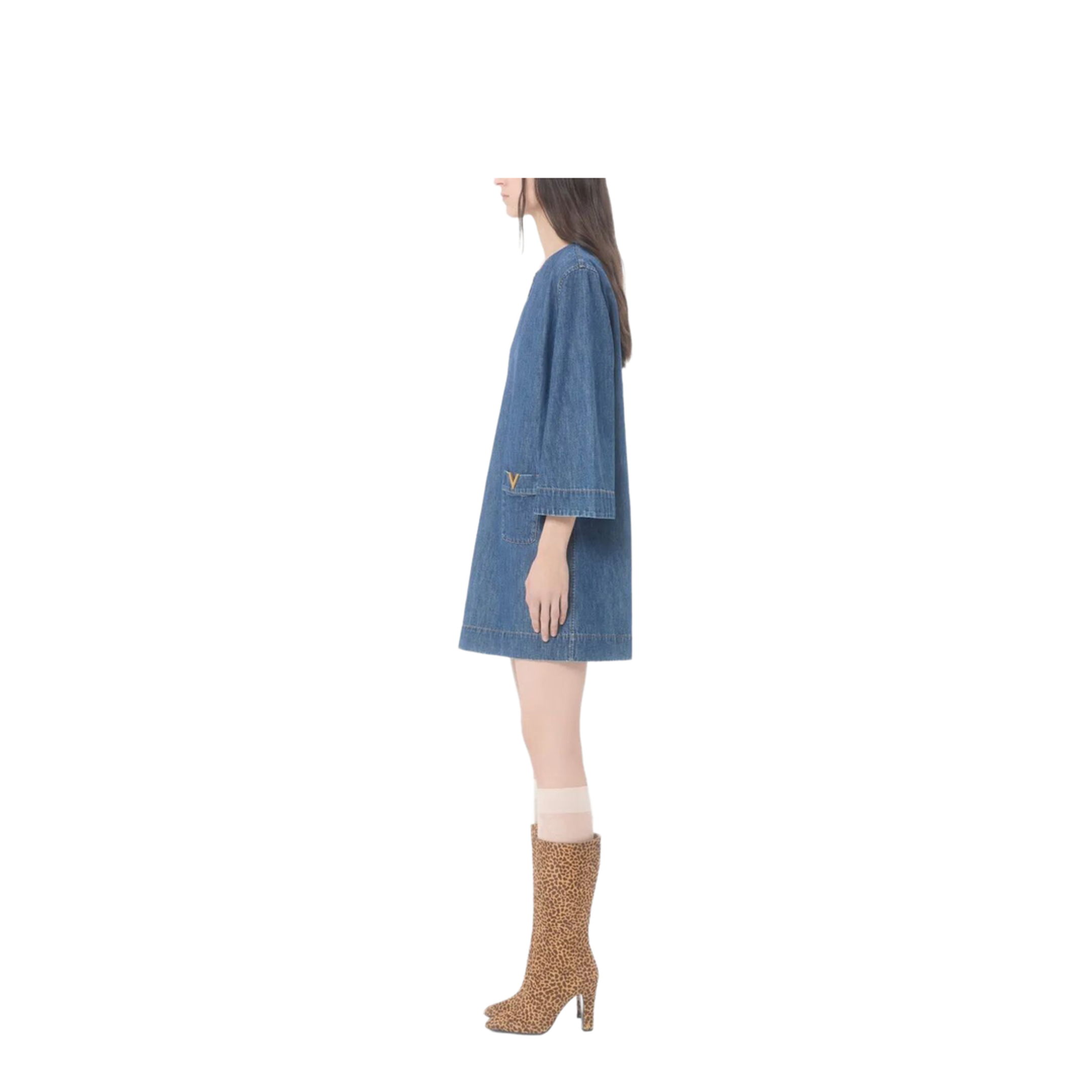 Vlogo Signature Denim Short Dress