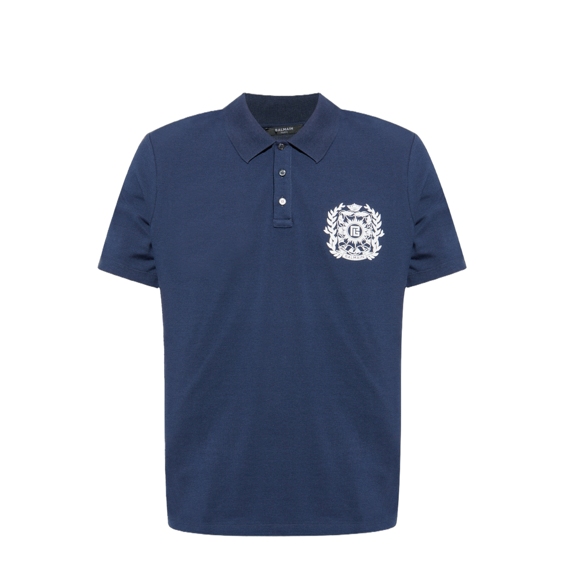 Cotton Polo Écusson Print Shirt Navy