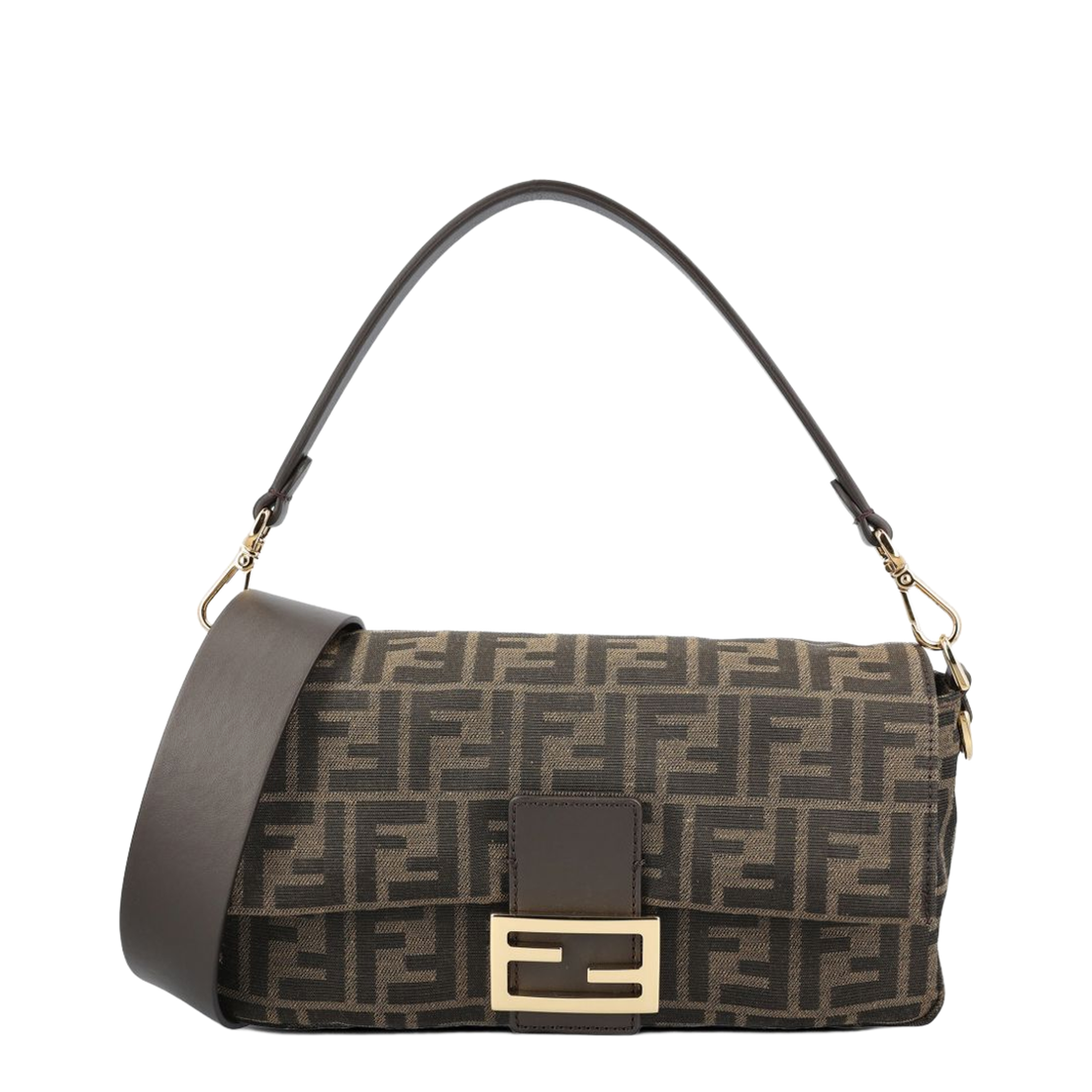 Baguette Medium FF Jacquard Shoulder Bag - Tobacco Brown
