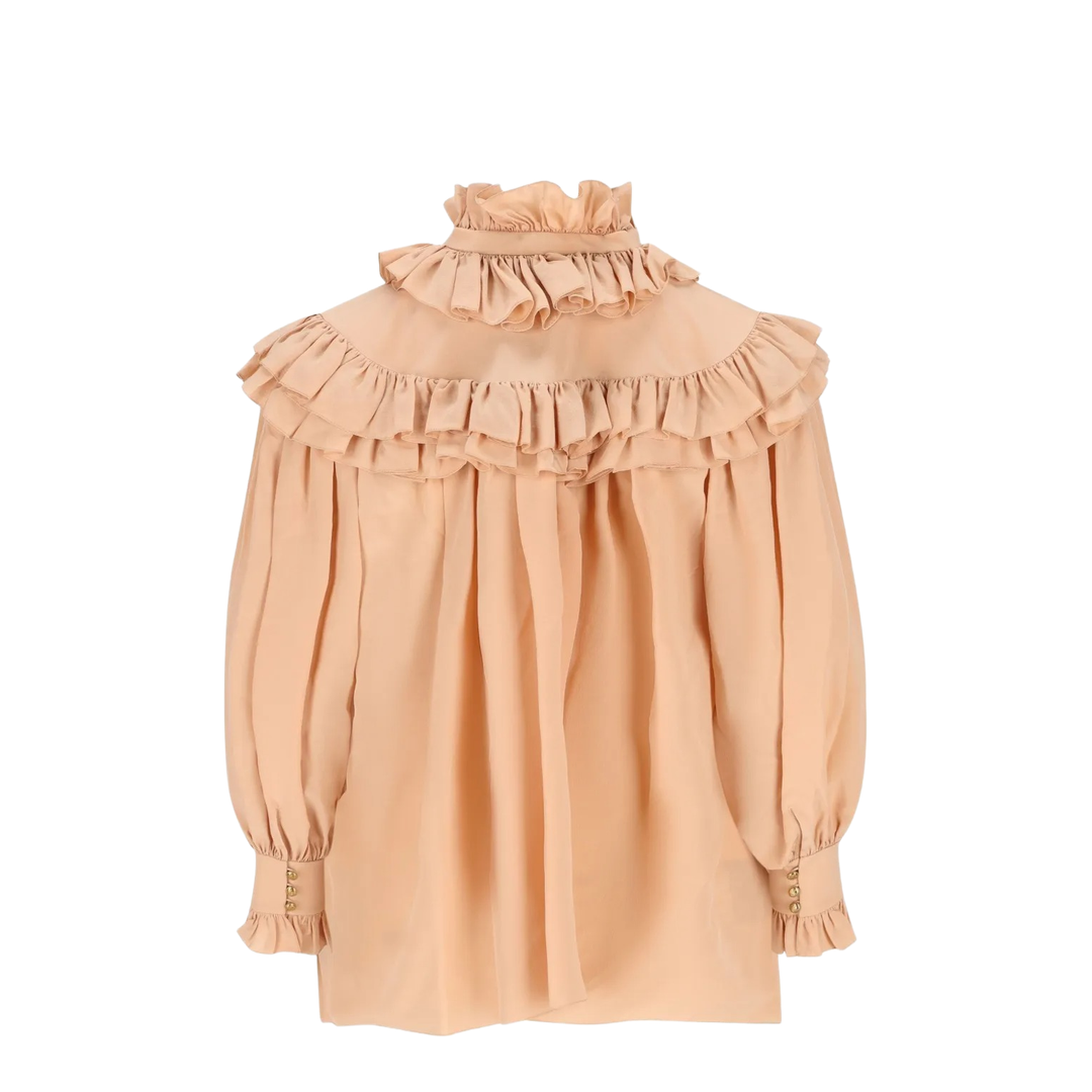 MAYFEYR - Chloè - Oversized Crêpe De Chine Ruffle Top - CH25WHT14005