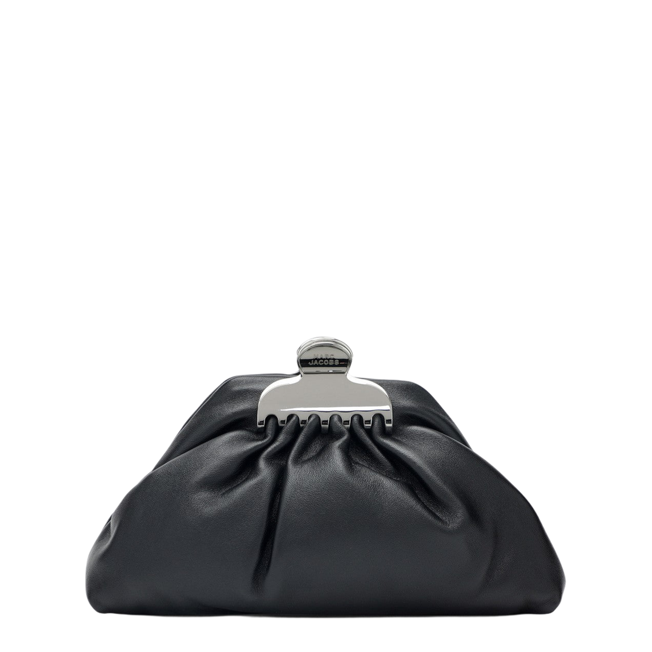 The Glam Small Smooth Leather Clutch - Black