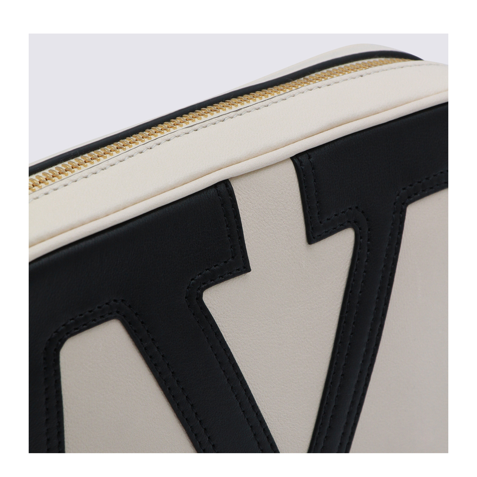 White And Black Leather Viva Superstar Crossbody Bag
