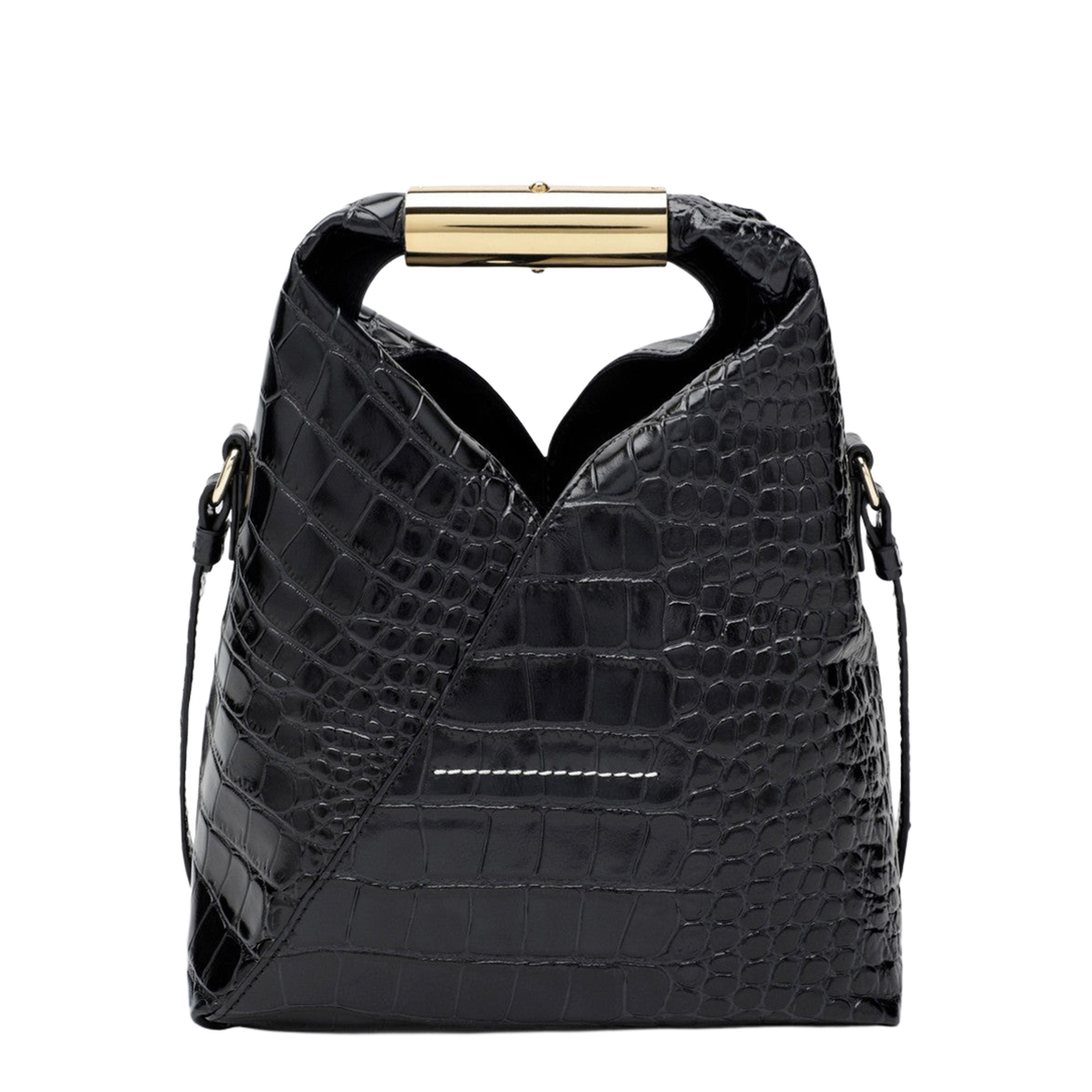 Japanese Small - Black Croc-Embossed Calf