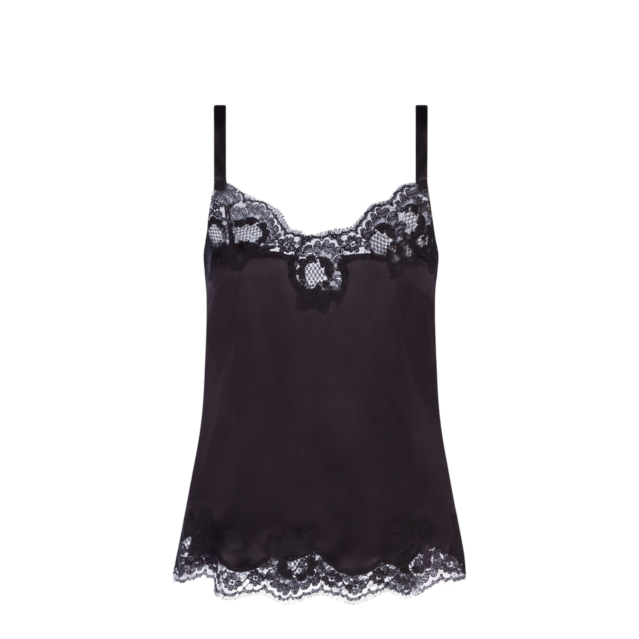 MAYFEYR - Dolce & Gabbana - Black Lace-Trim Silk Top - O7A00TONO13N0000