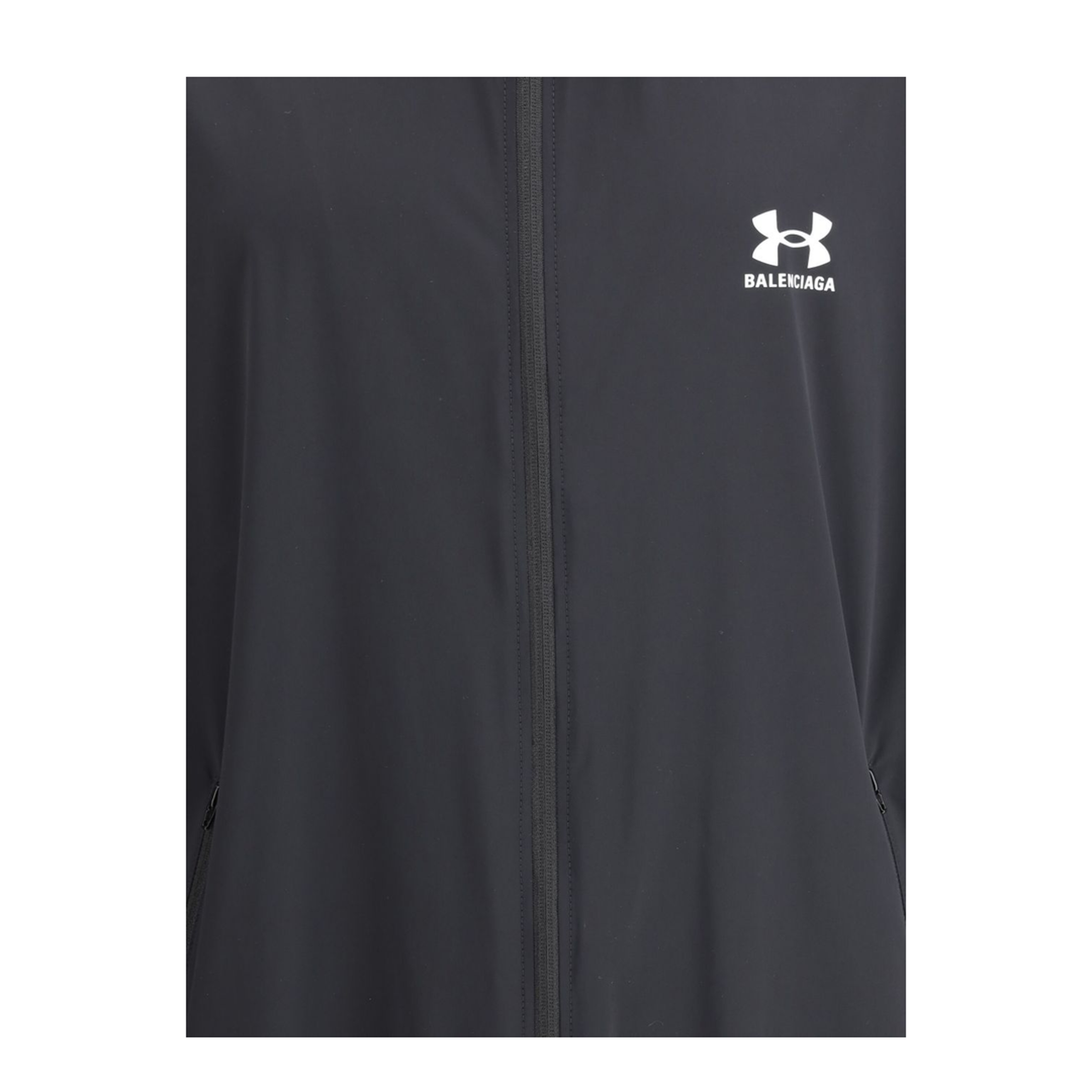 Black Front Zip Fastening High Neck Jacket