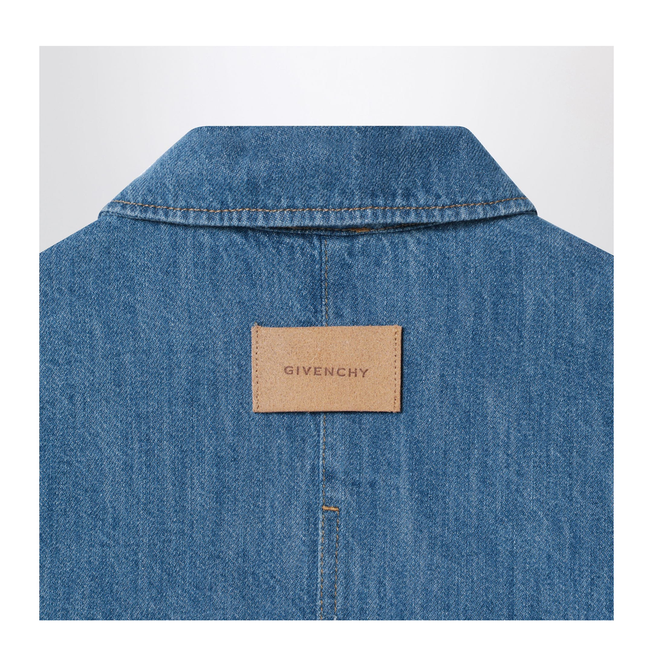 Blue Denim Shirt with Logo Embroidery