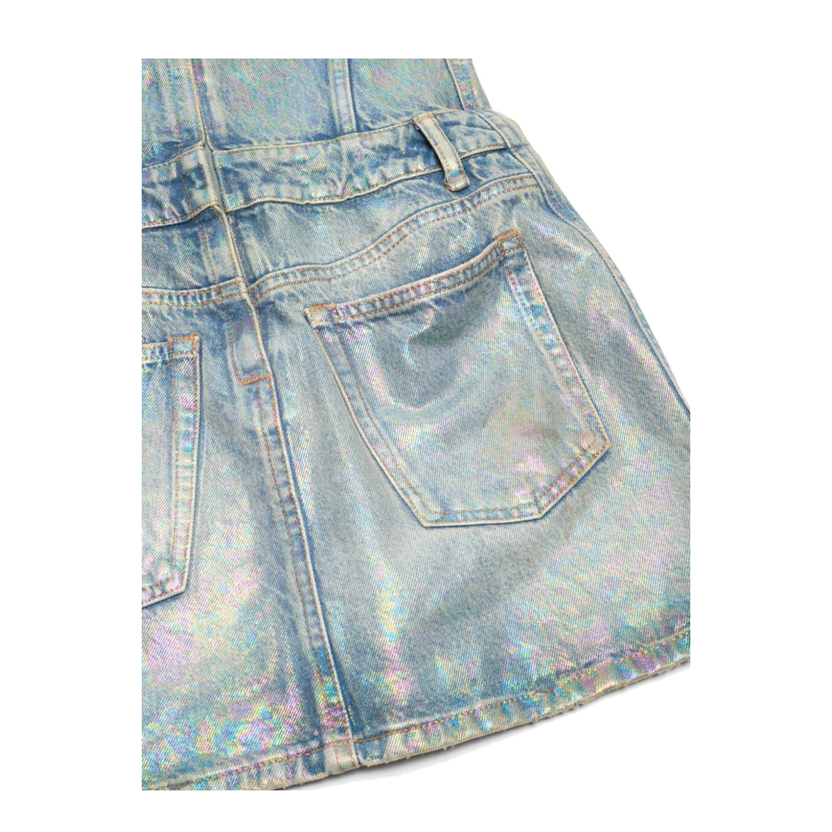 Coated Denim Dress - Mid Blue