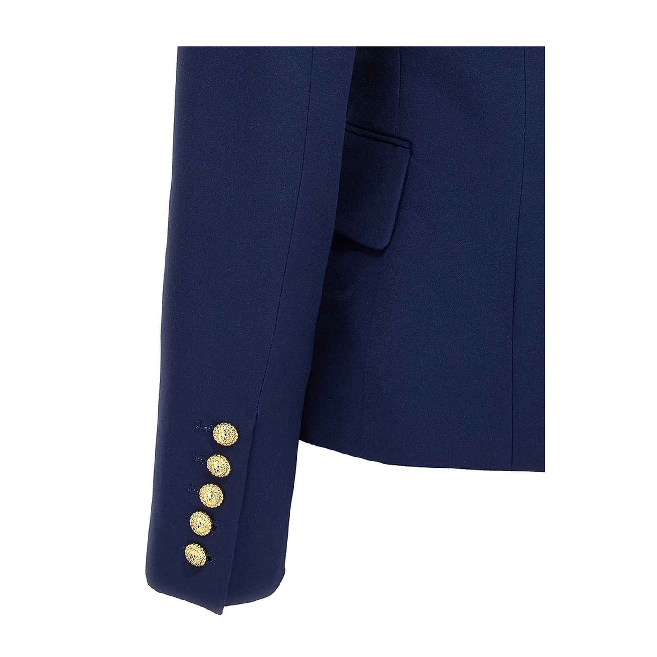 Double-Breasted Jacket in Blue Grain de Poudre Wool