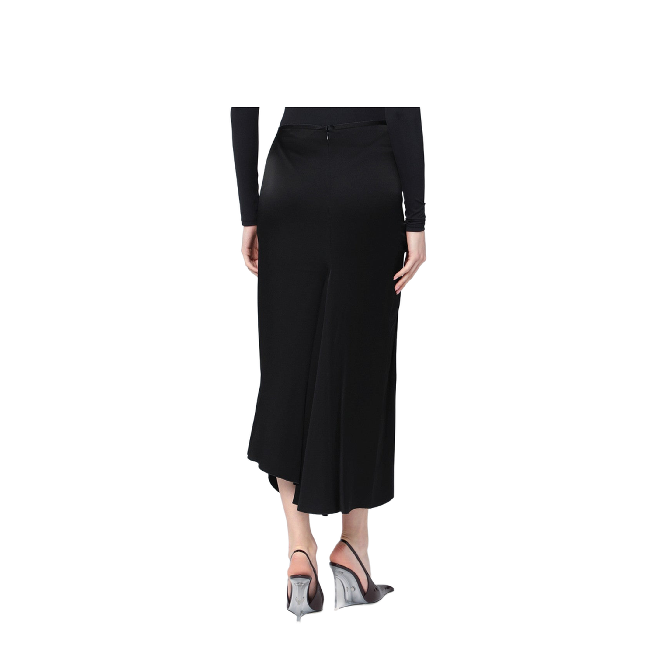 Black Midi Skirt with Draping
