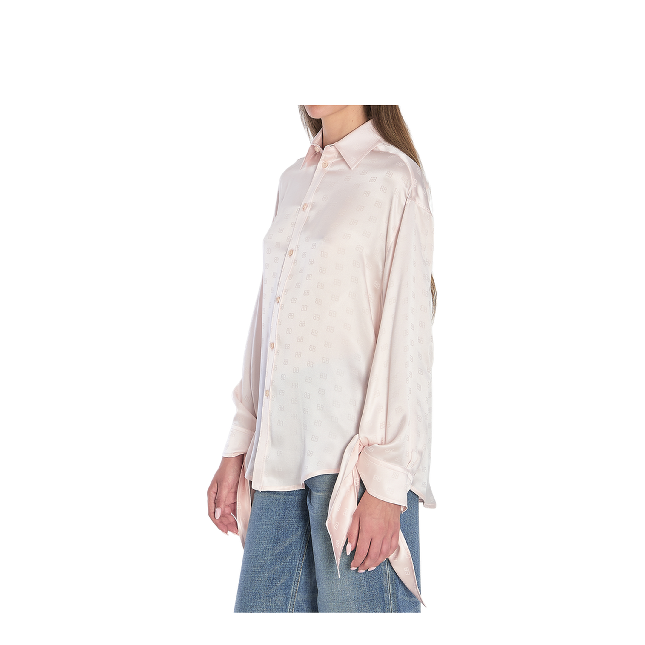 Silk Shirt With Knotted Cuffs In Pink