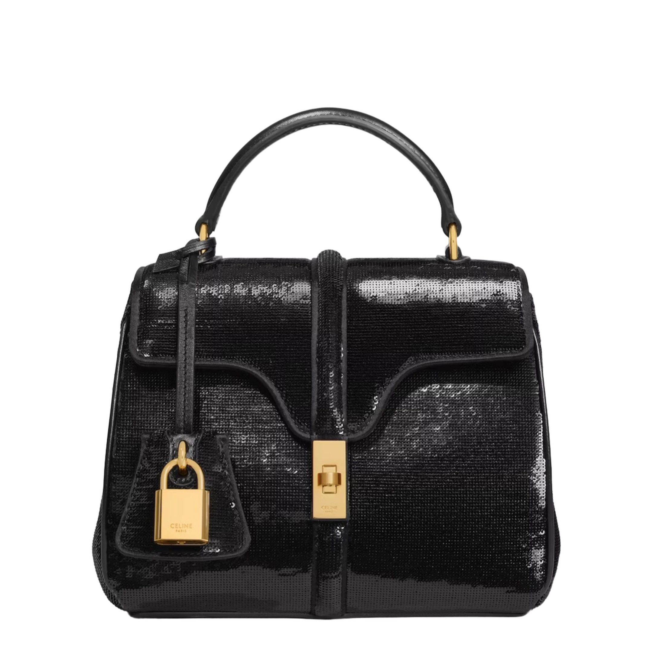 Bag 16 Mini Sequins Leather Black