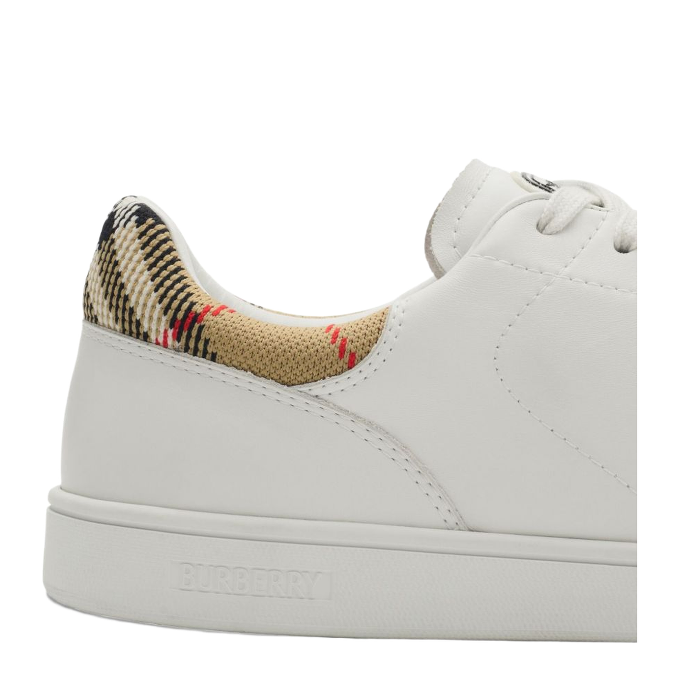 Checked Heel Leather Low-Top Sneakers