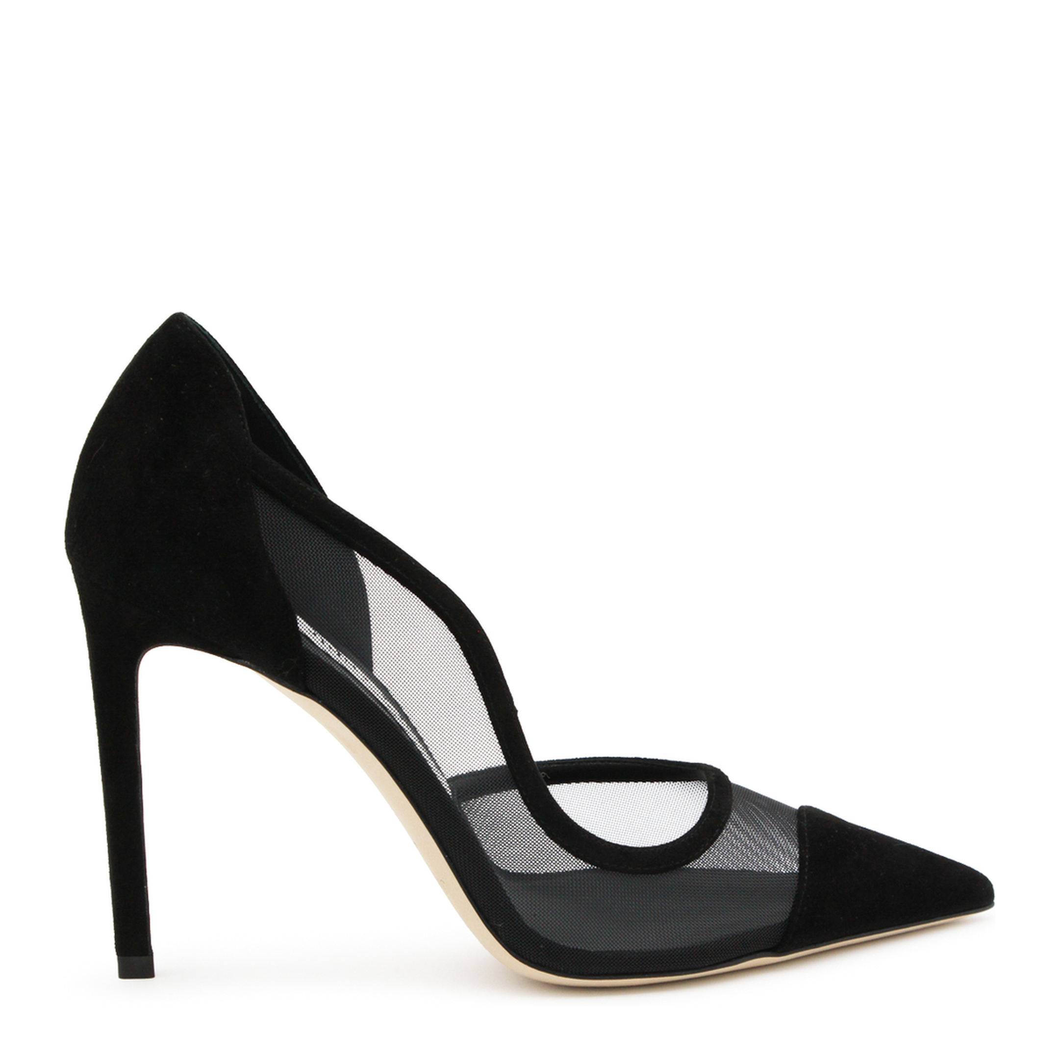 Brigitte 100 Pumps in Black Suede and Mesh