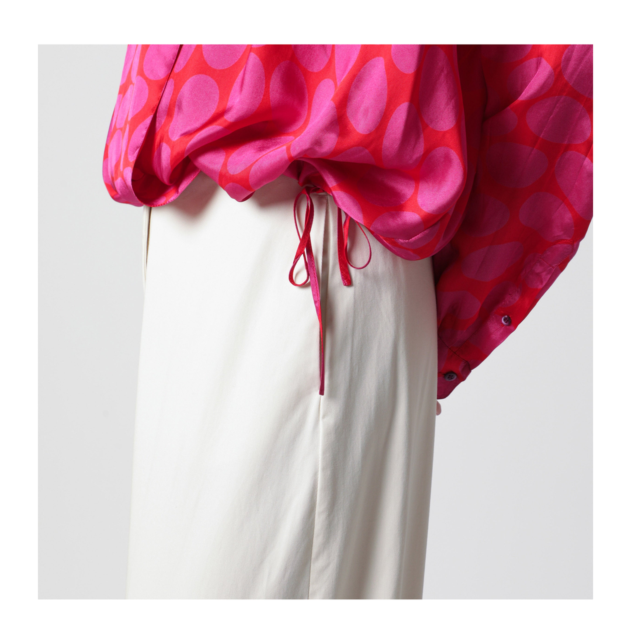 Crossed Shirt with Fuchsia Print