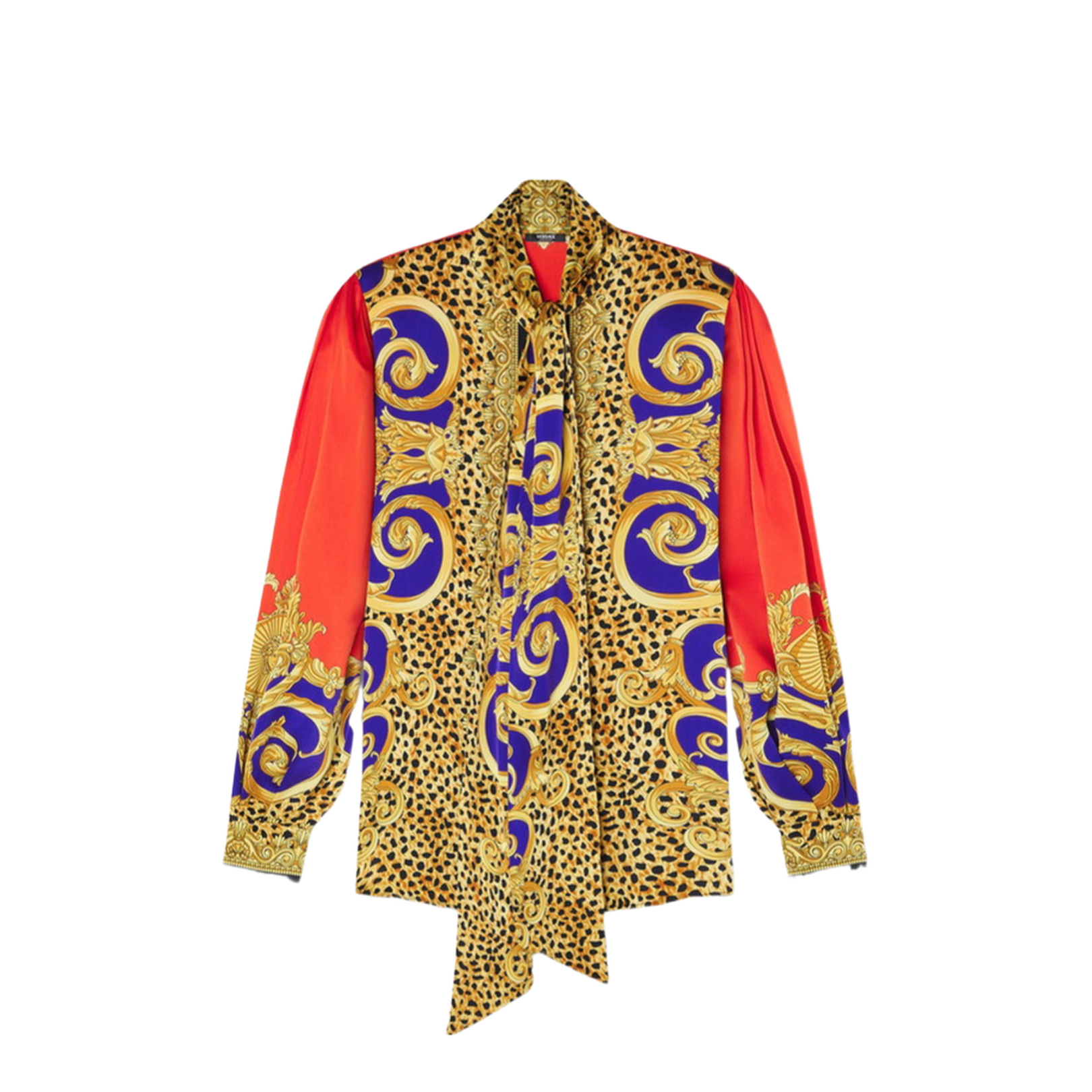 Cheetah Barocco Silk Lavallière Shirt