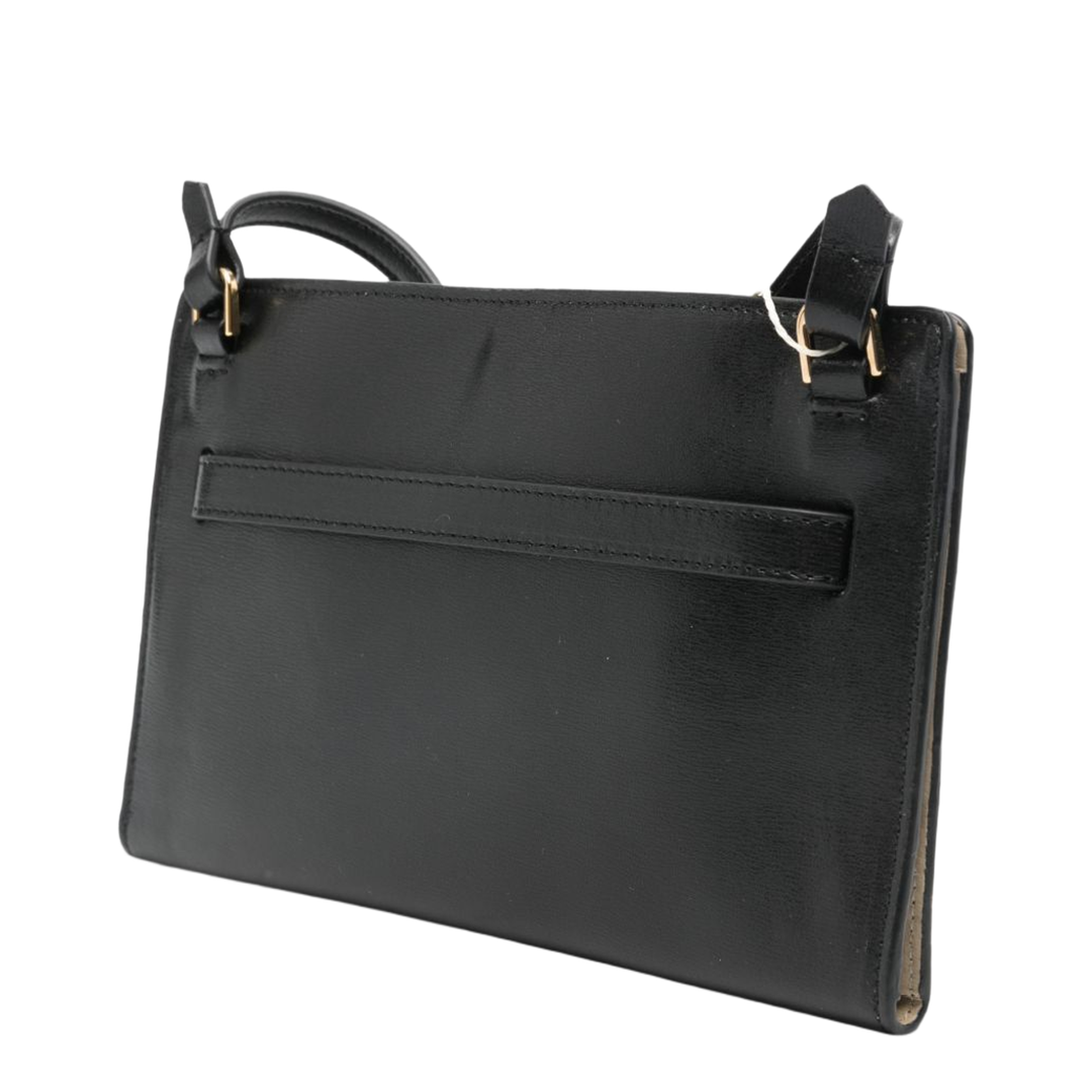 Belted Leather Crossbody Bag - Black