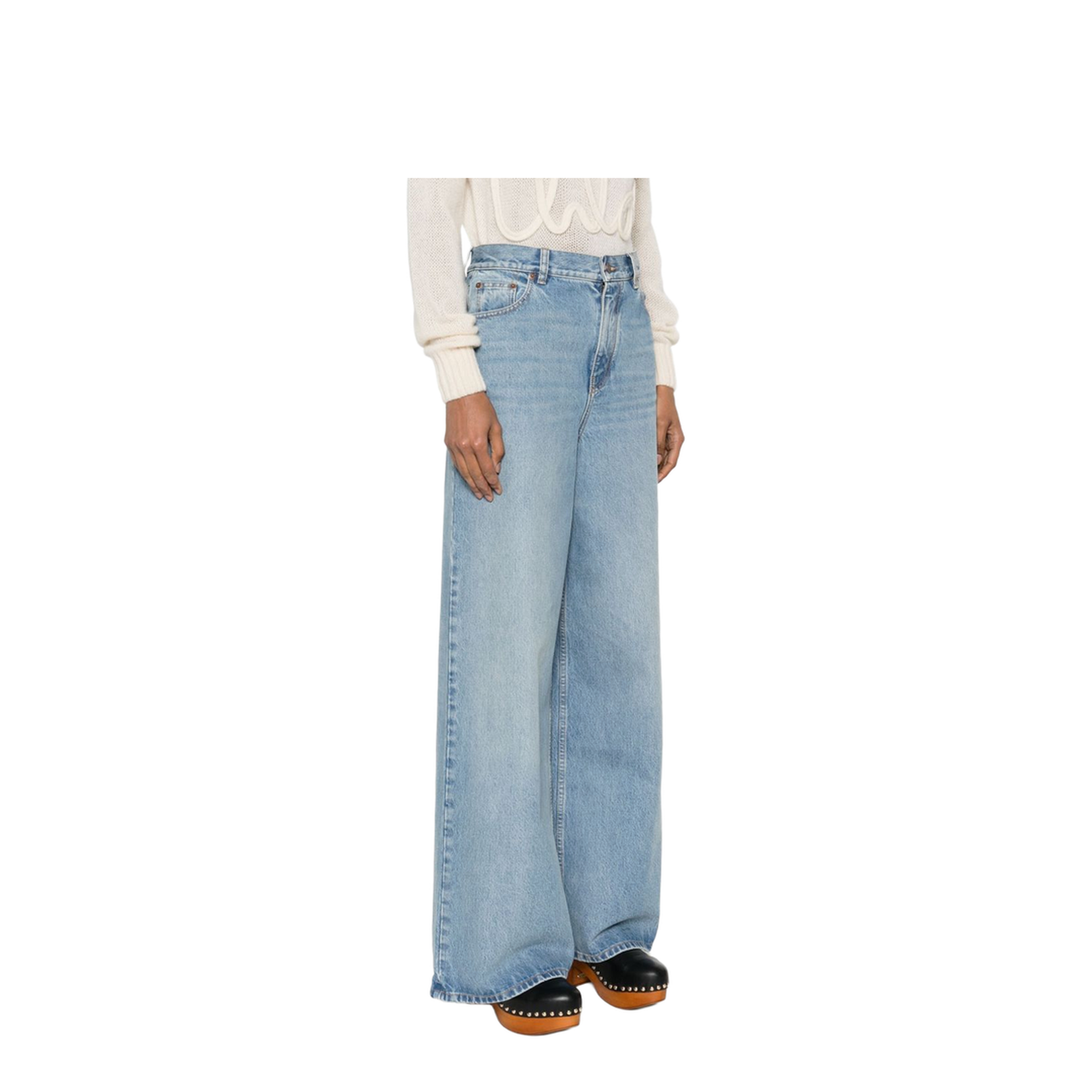 High-rise wide-leg jeans in denim