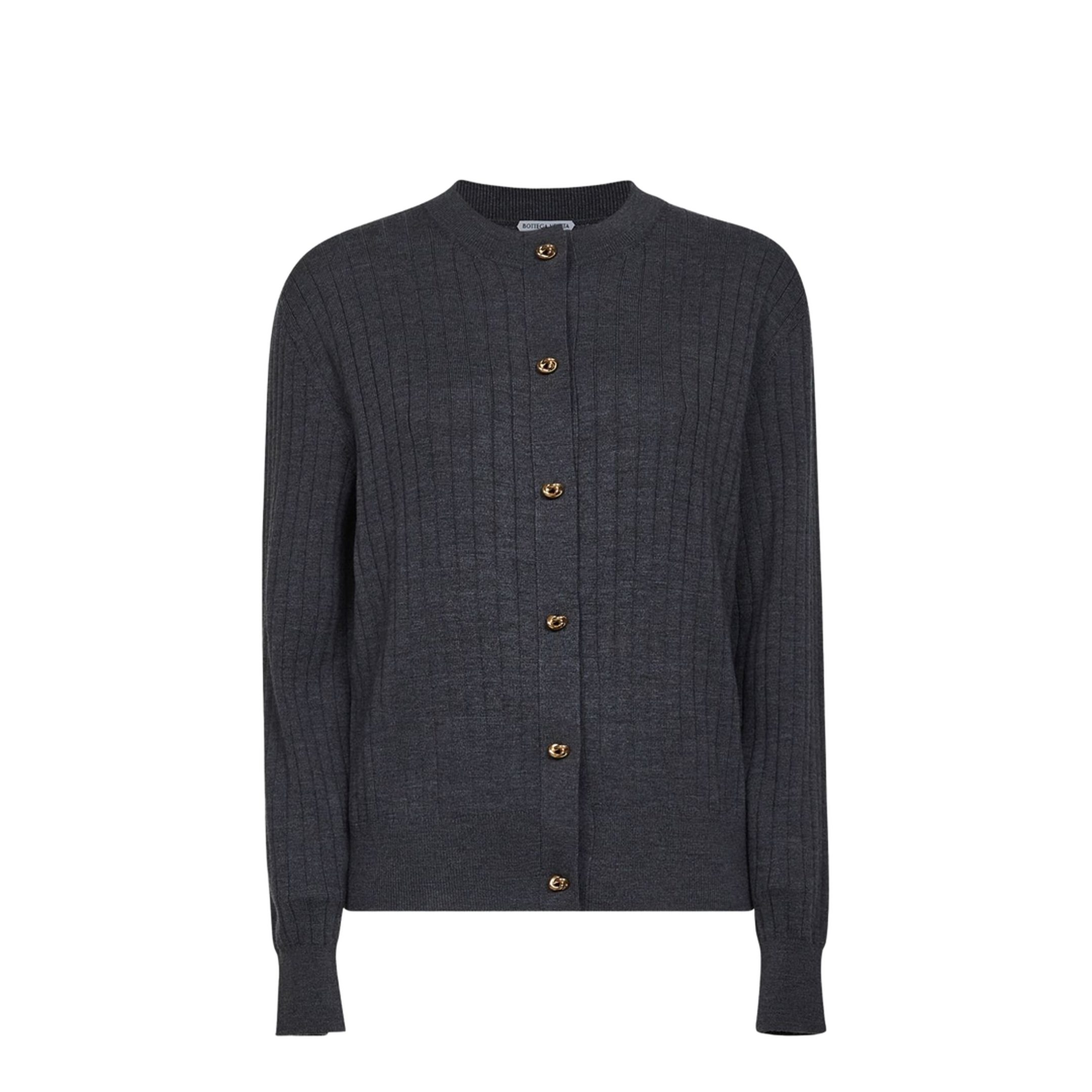 Wool Rib Cardigan in Anthracite